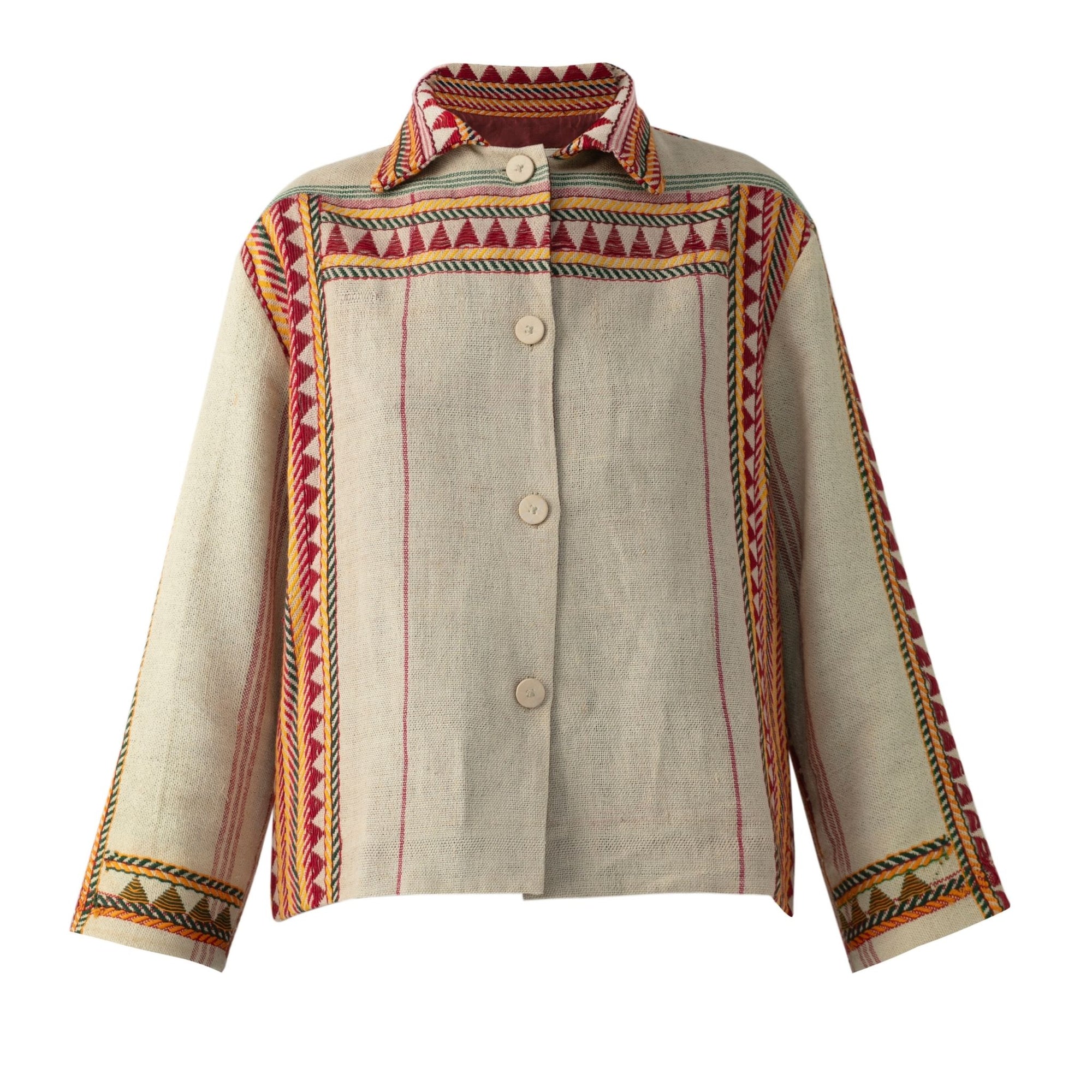 BOITO - Embroidered Dongria Unisex Shirt in Natural Cotton, buy at DOORS NYC