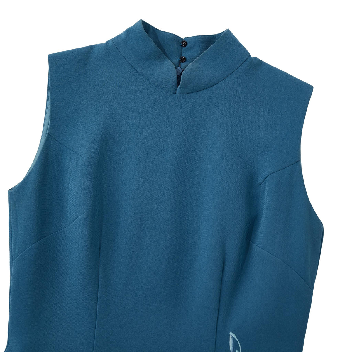 Blue Twin Butterfly Sleeveless Qipao