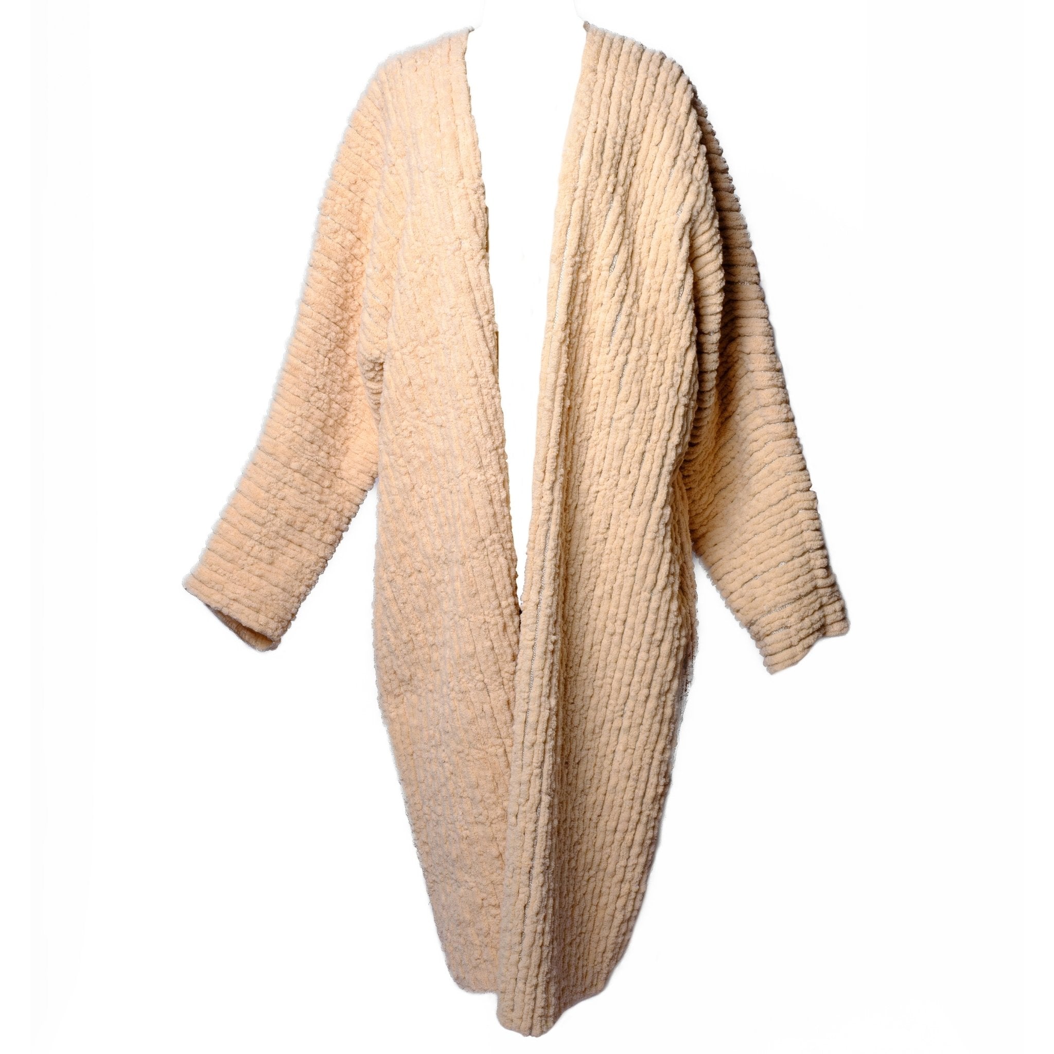 OTKUTYR - Beige Oversized Textured Open-Front Cardigan | at DOORS NYC