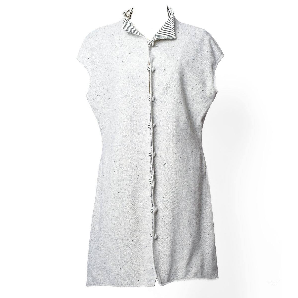 OTKUTYR - Reversible Grey Wool Vest with Striped Cotton Back, buy at DOORS NYC