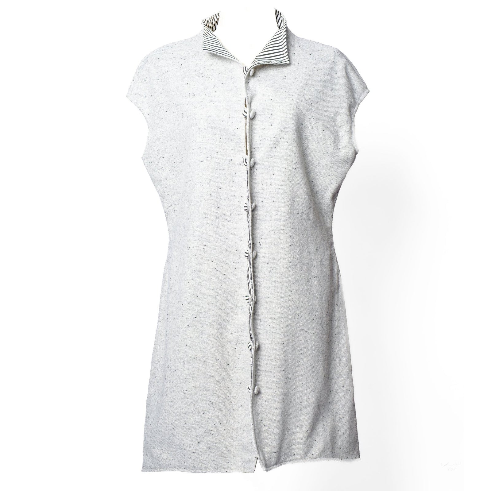 OTKUTYR - Reversible Grey Wool Vest with Striped Cotton Back, buy at DOORS NYC