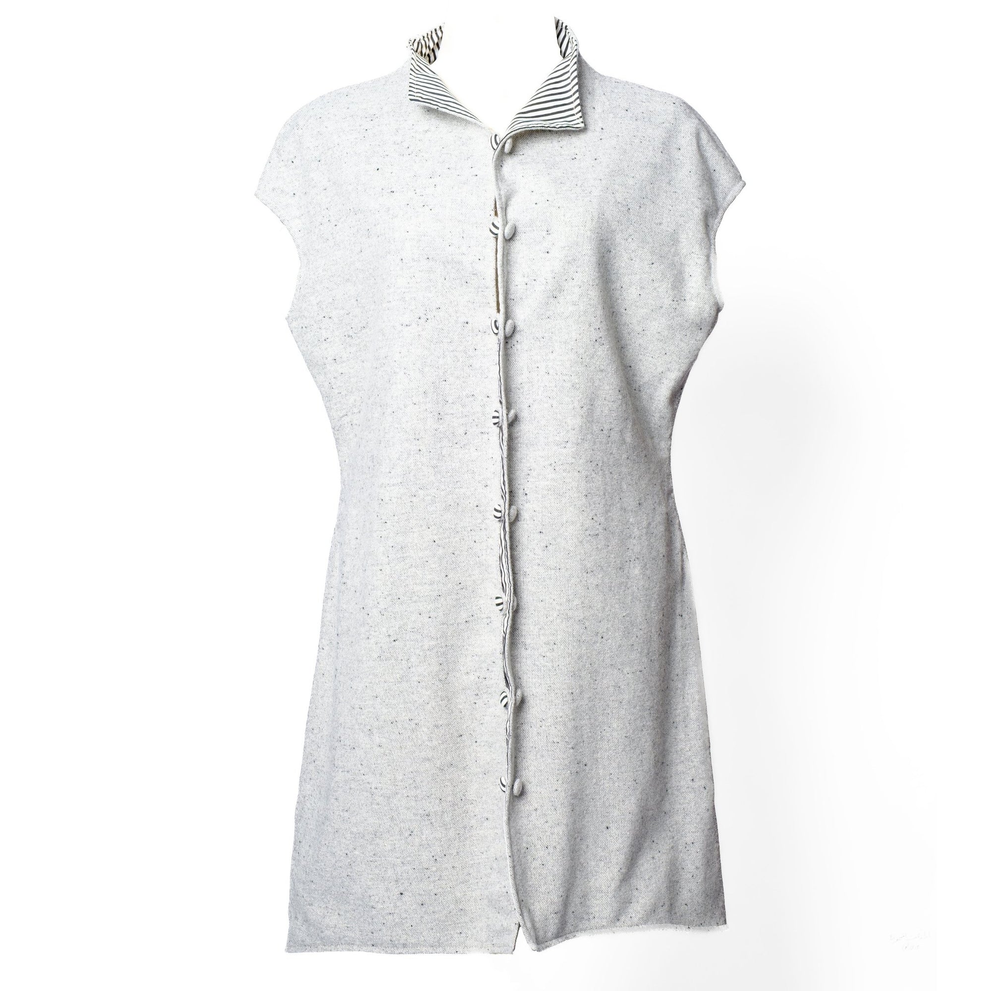 OTKUTYR - Reversible Grey Wool Vest with Striped Cotton Back, buy at DOORS NYC