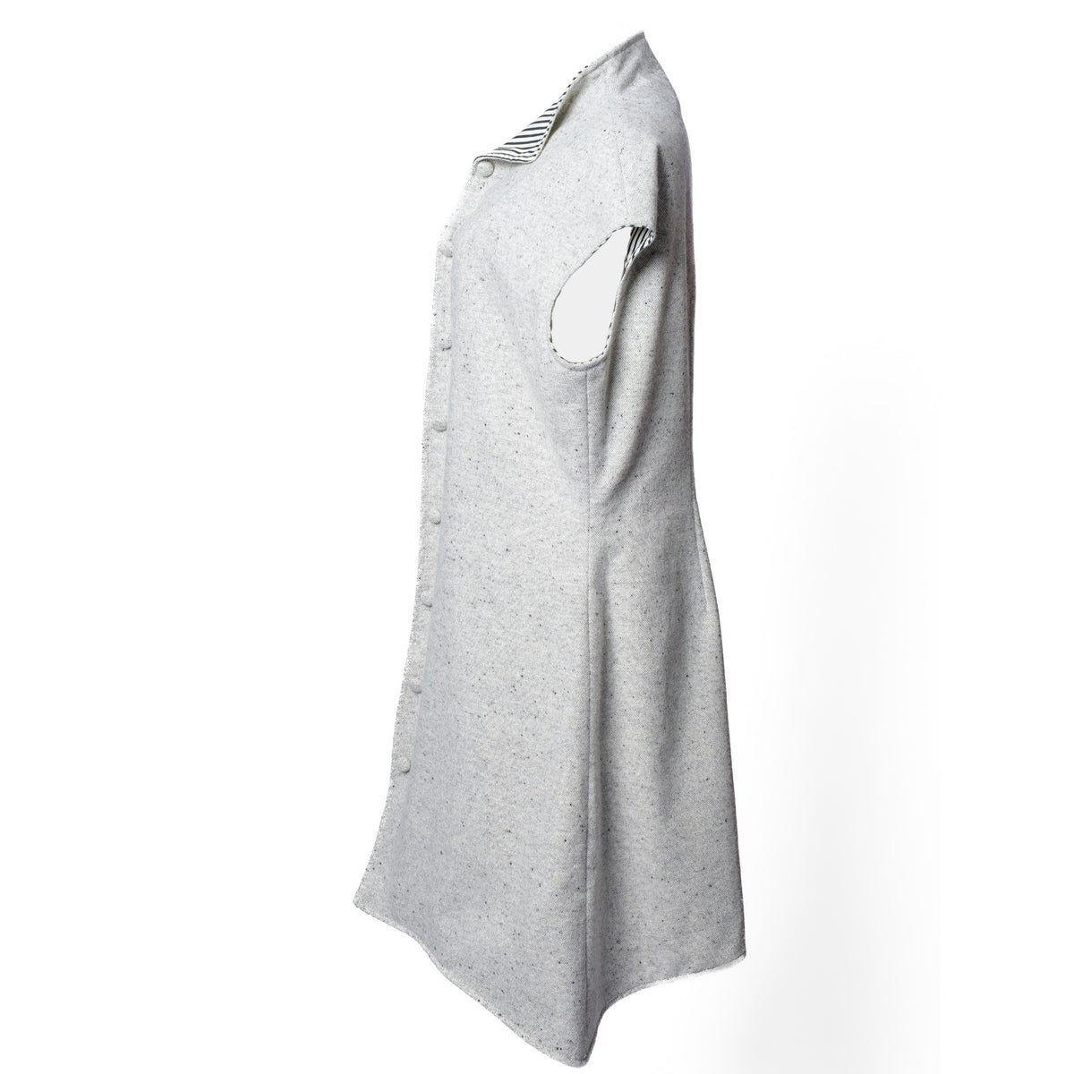 OTKUTYR - Reversible Grey Wool Vest with Striped Cotton Back, buy at DOORS NYC