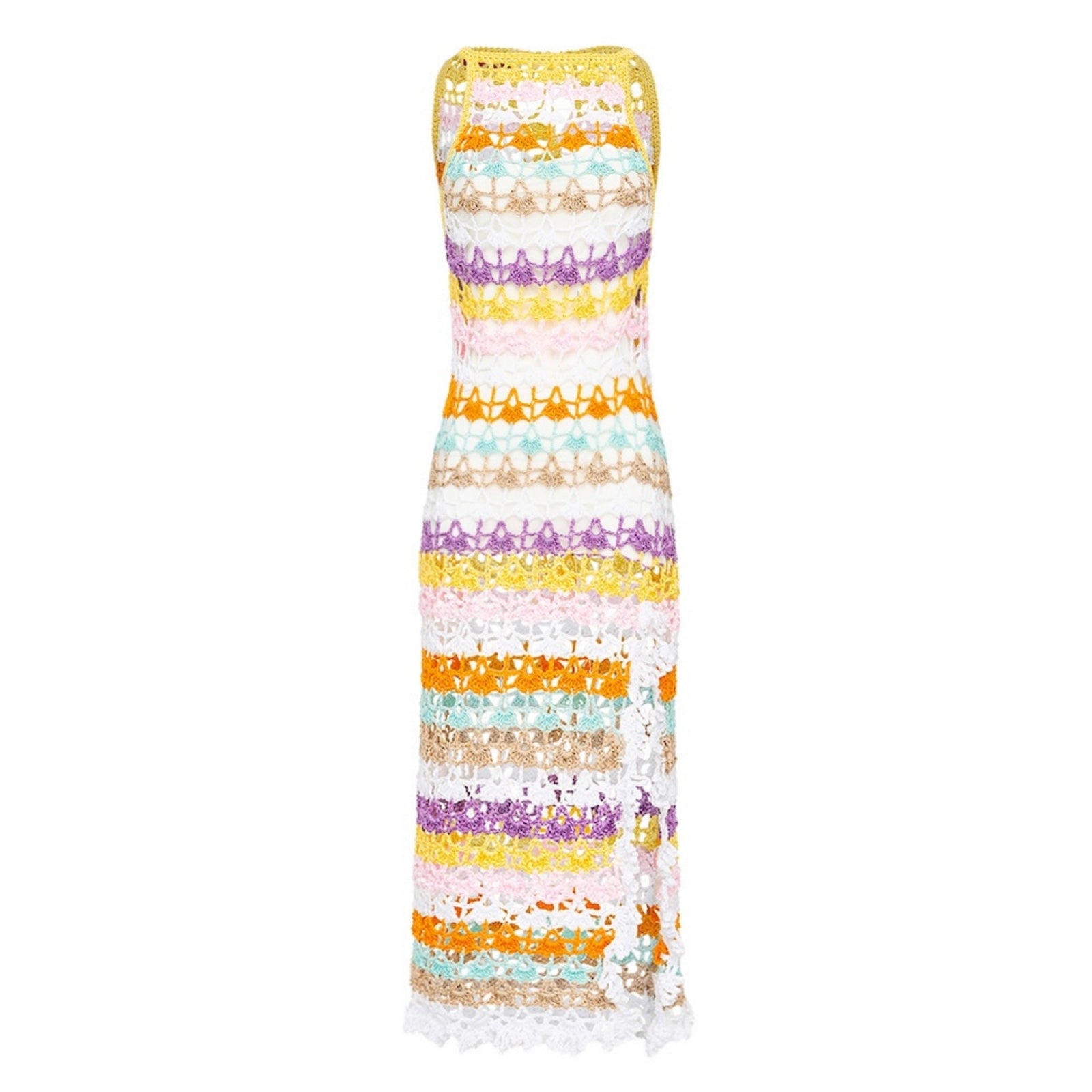 ANDREEVA - Rainbow Handmade Midi Crochet Dress, buy at DOORS NYC