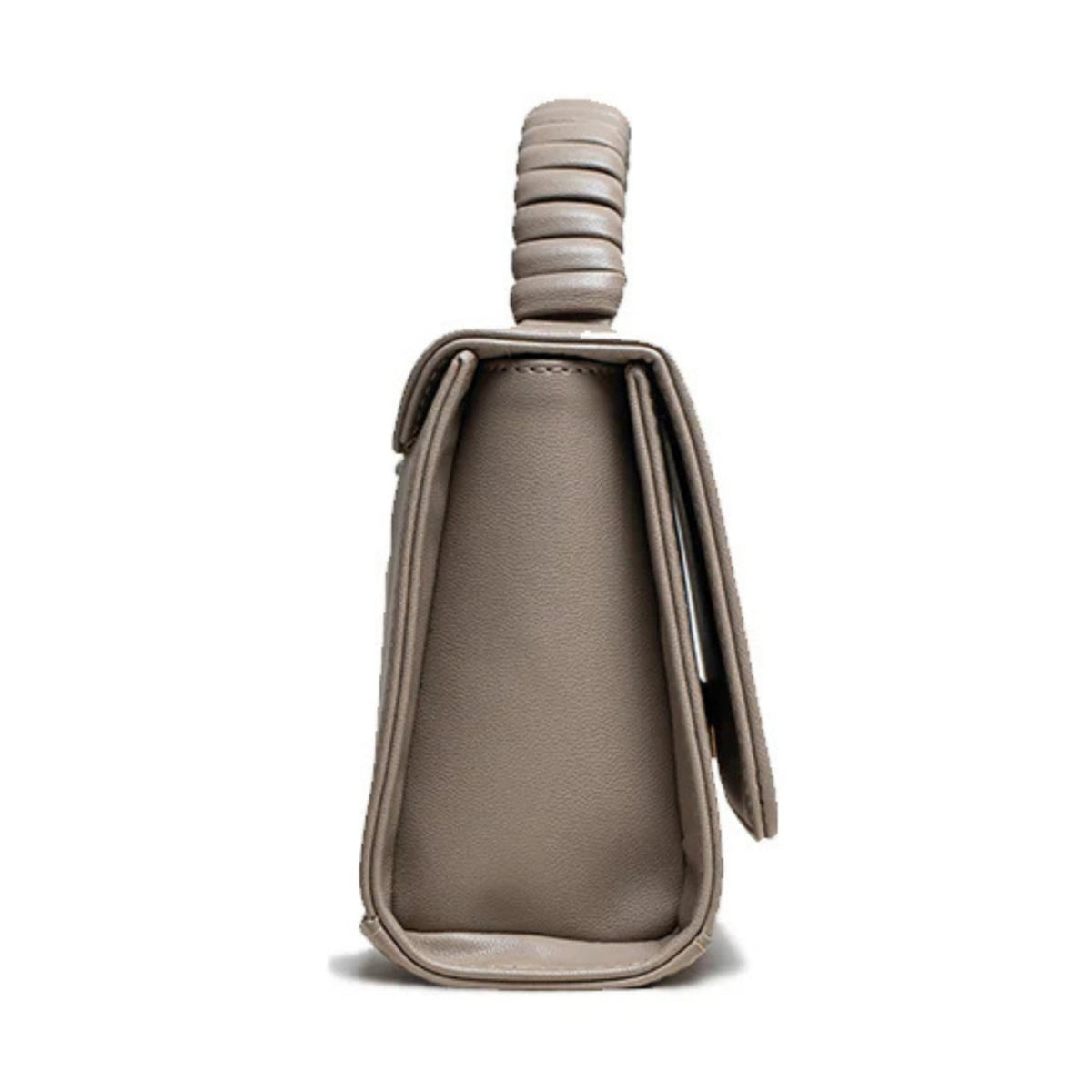 MVLUCKY - Latte Vegan Leather Paris Clutch With Beaded Top Handle, buy at DOORS NYC