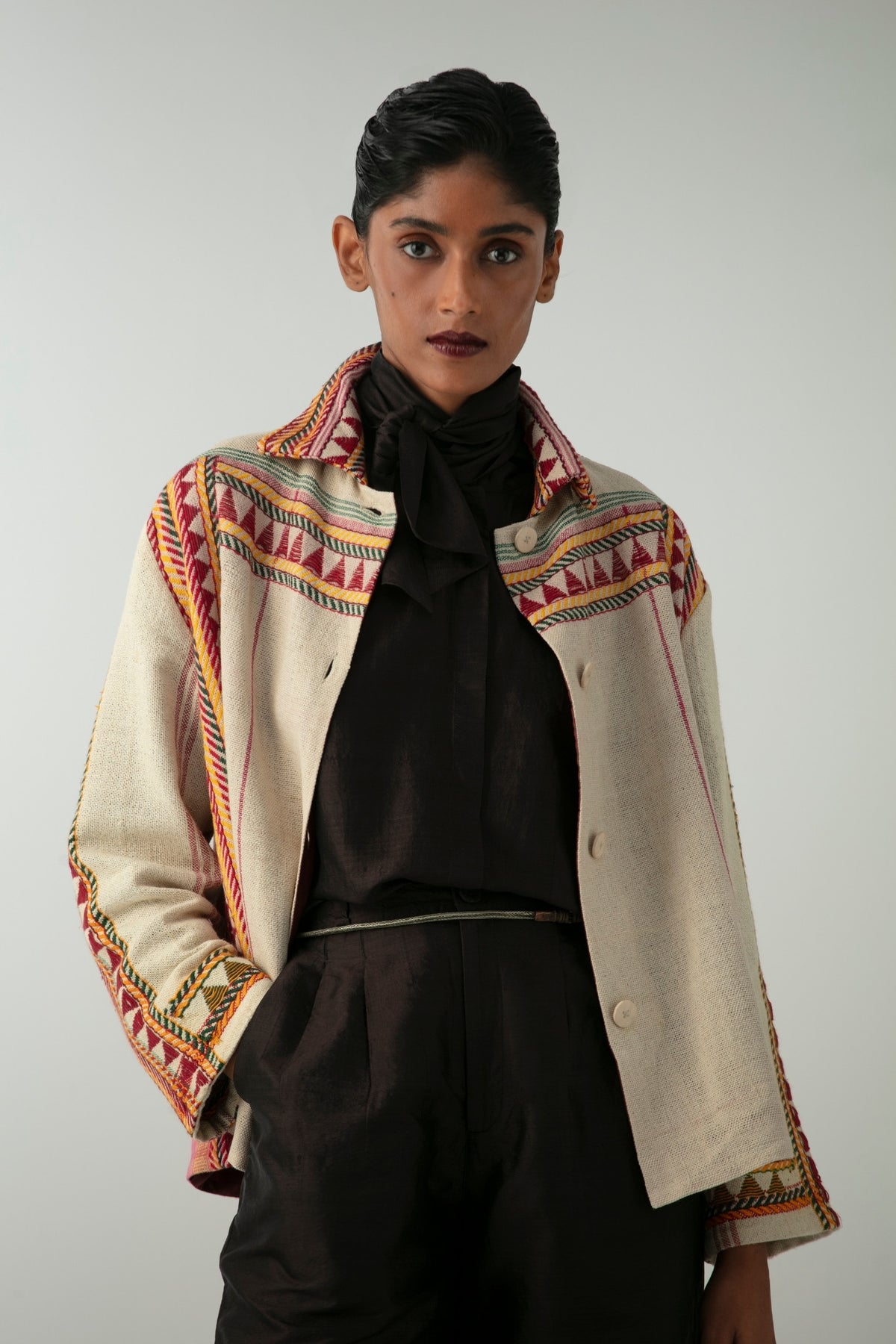 BOITO - Embroidered Dongria Unisex Shirt in Natural Cotton, buy at DOORS NYC