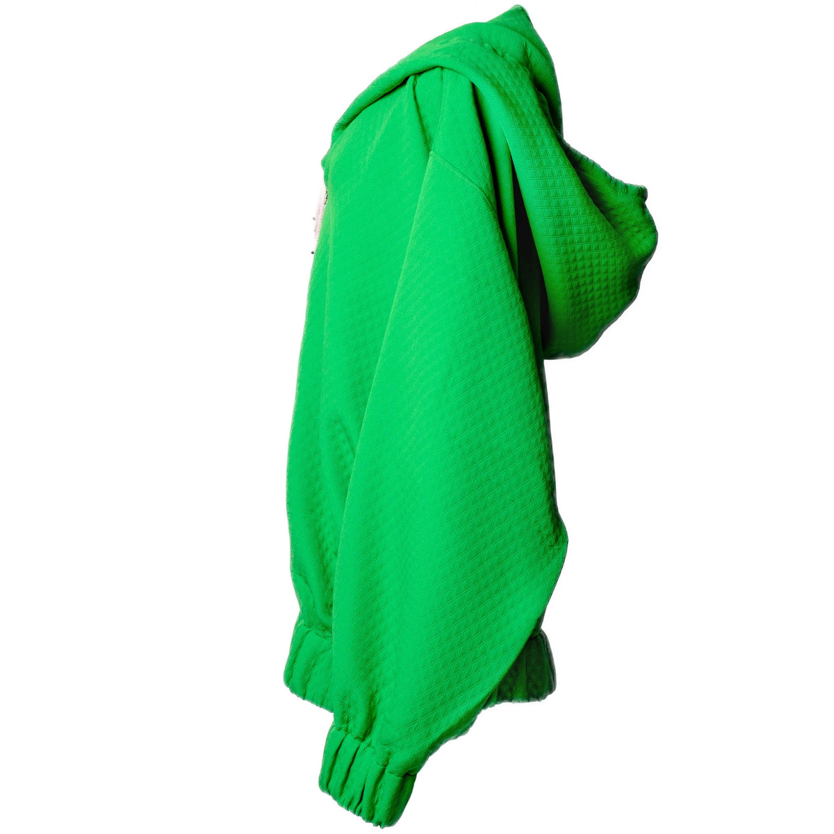 OTKUTYR - Green Quilted Oversized Hoodie with Crystal Drawstrings, buy at DOORS NYC
