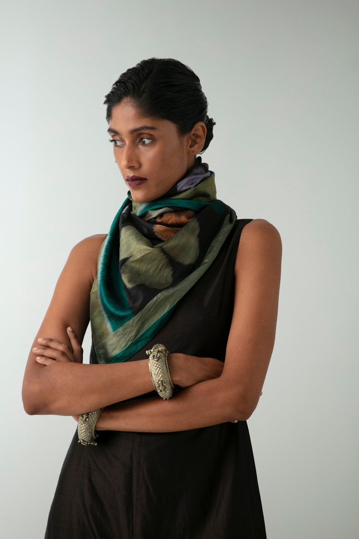 BOITO - Coffee Black Silk Boatneck Jumpsuit, buy at DOORS NYC