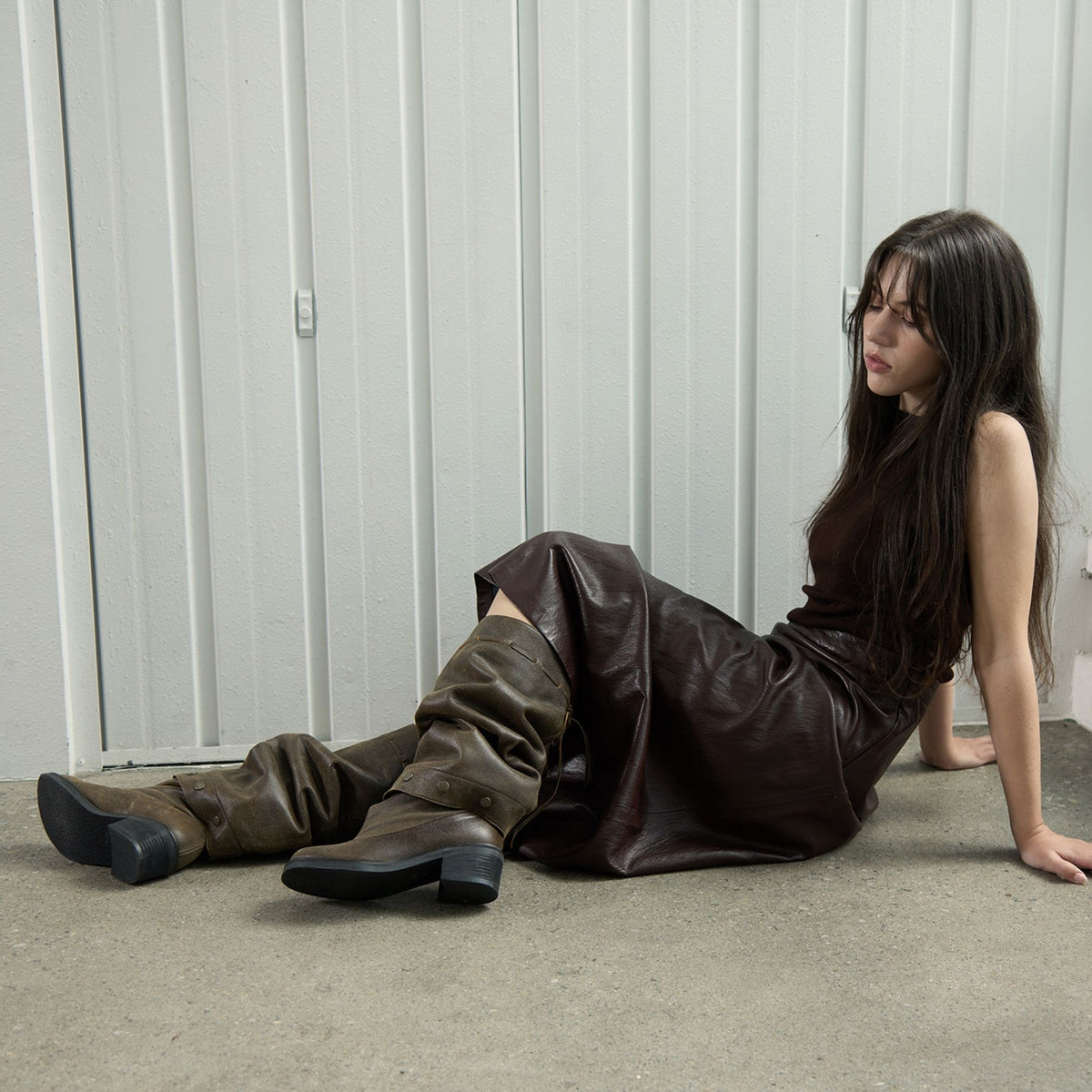 Brown Textured Convertible Multi-
Wear Boots