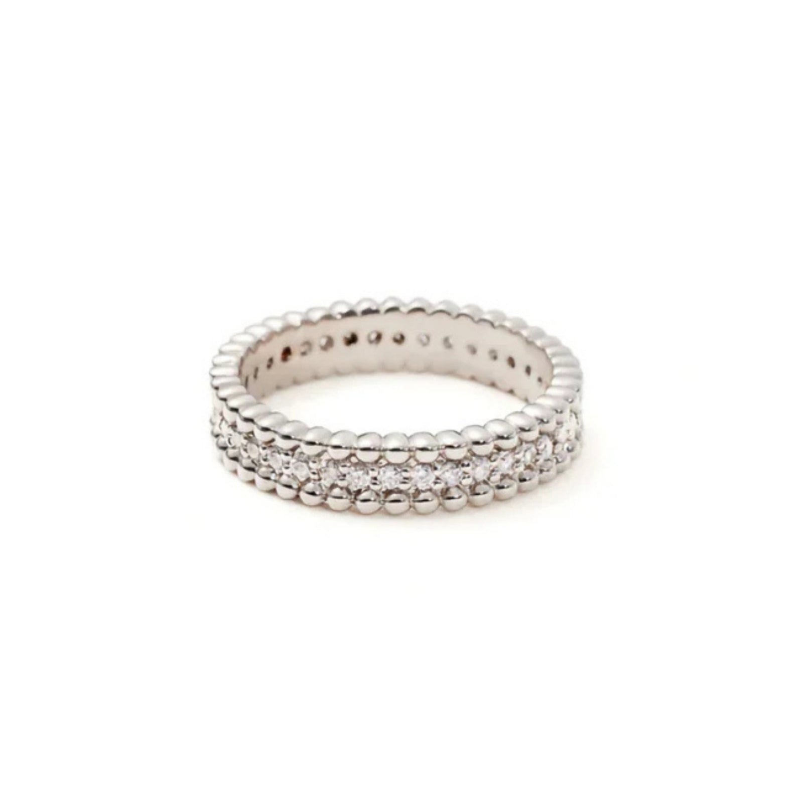Silver Triple-Layer Zirconia Ring