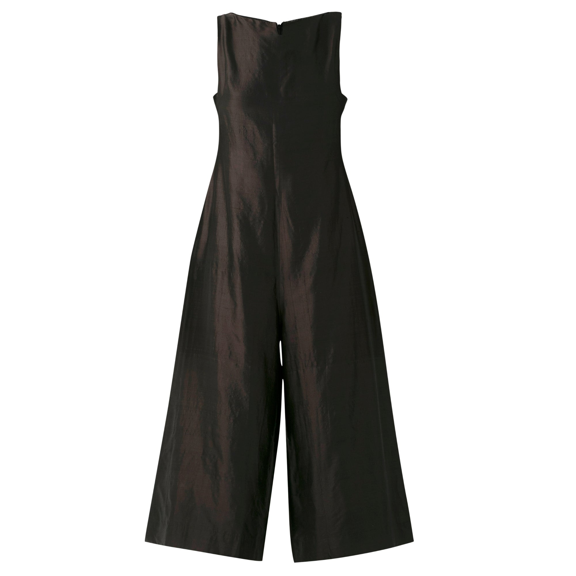 BOITO - Coffee Black Silk Boatneck Jumpsuit, buy at DOORS NYC