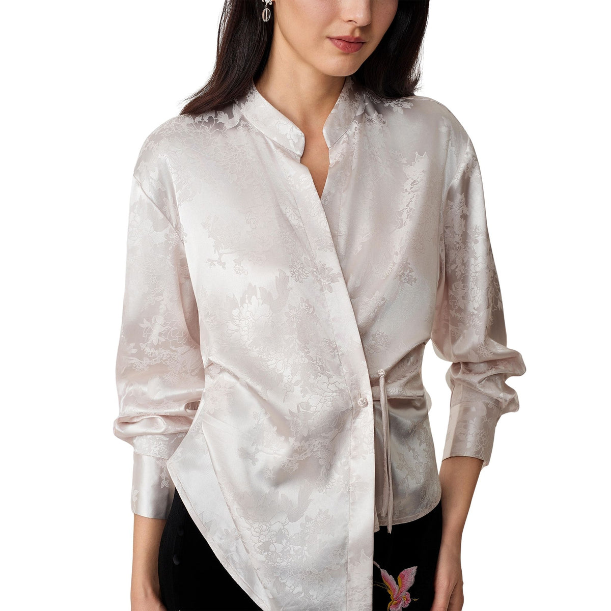 White V-Neck Hanfu Blouse