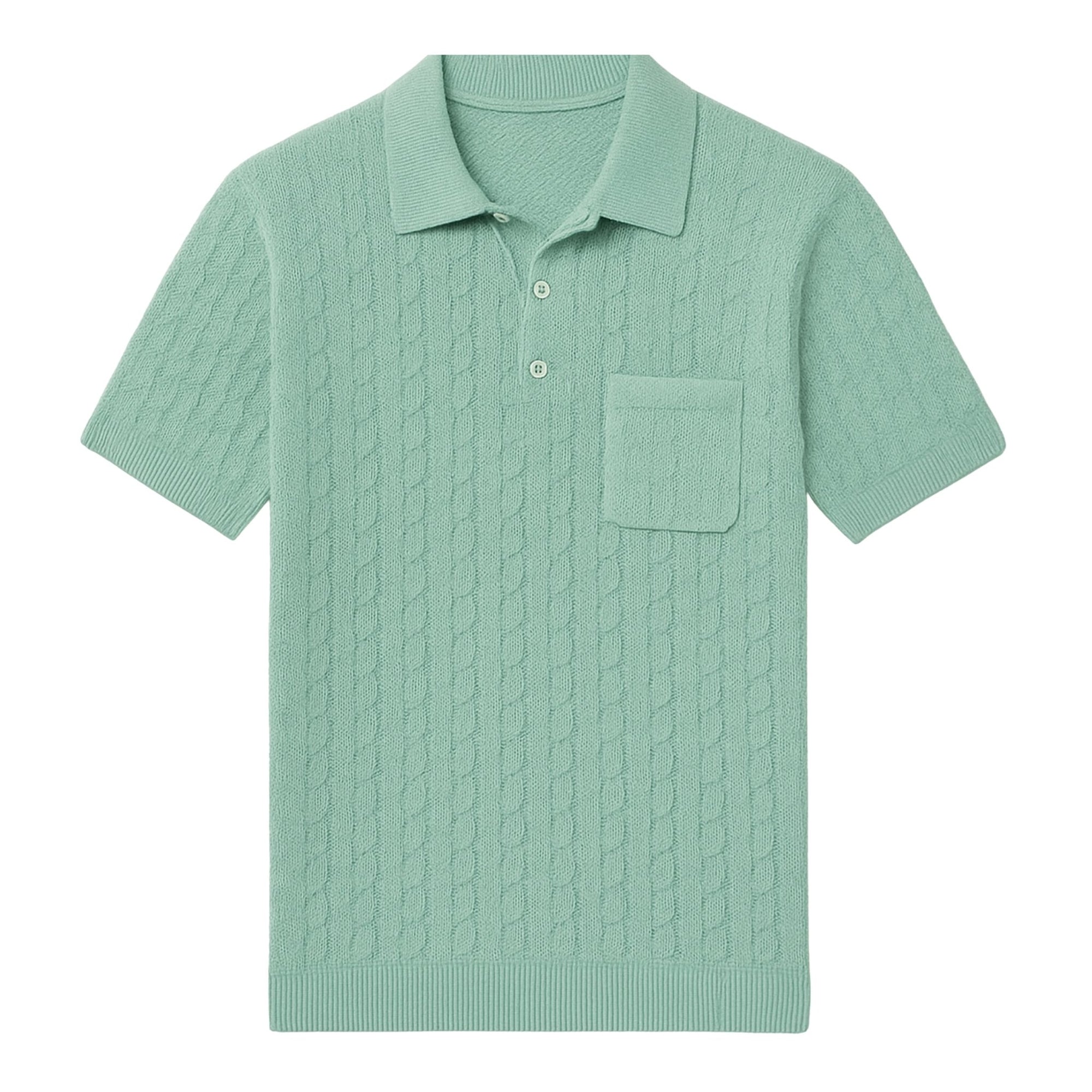 Front view of sky blue cotton cashmere feel polo shirt by Live Kolibri