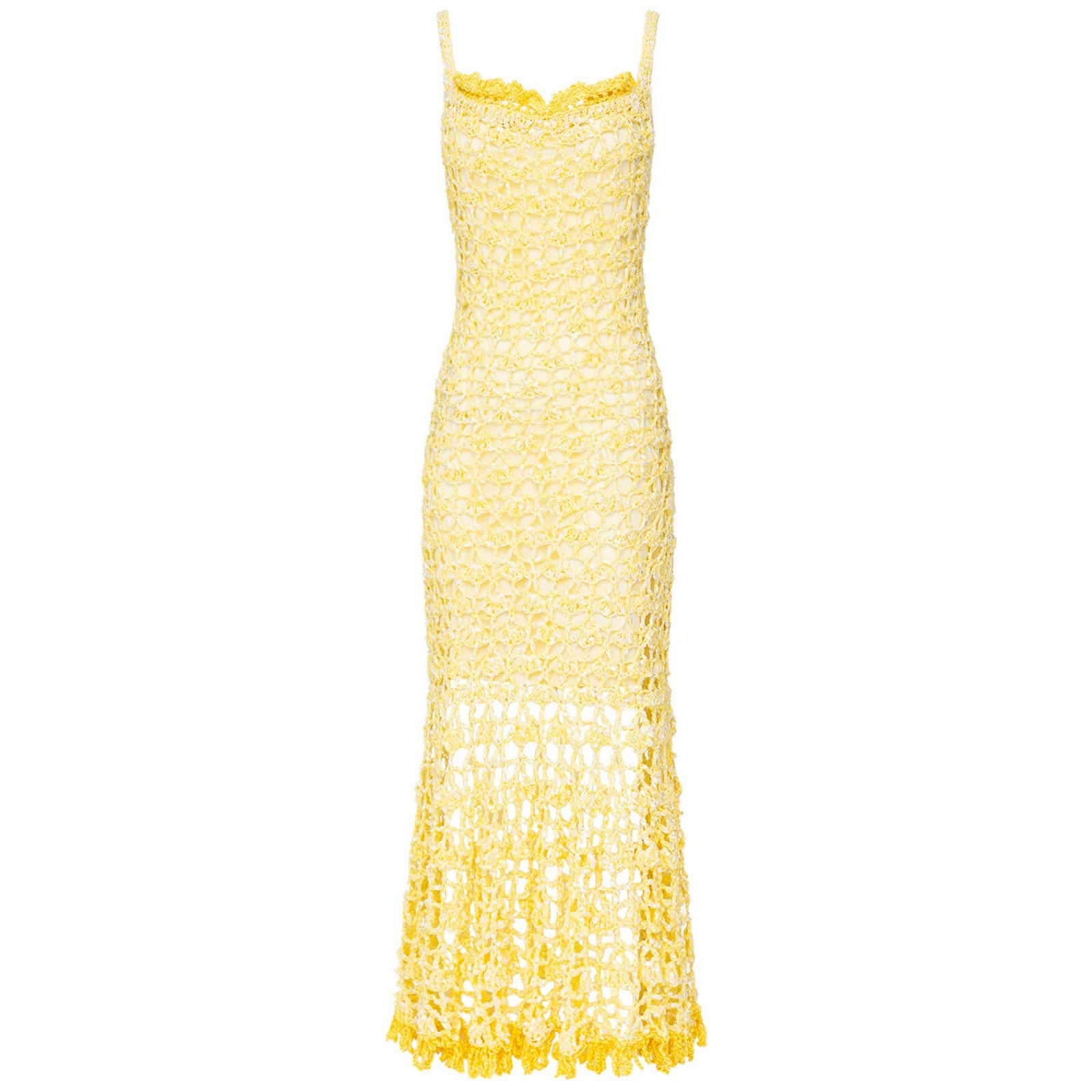 ANDREEVA - Butter Yellow Chrysanthemum Midi Handmade Crochet Dress, buy at DOORS NYC