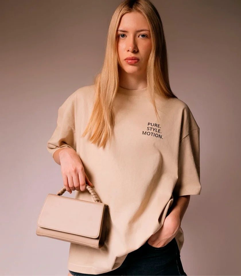 MVLUCKY - Latte Vegan Leather Paris Clutch With Beaded Top Handle, buy at DOORS NYC