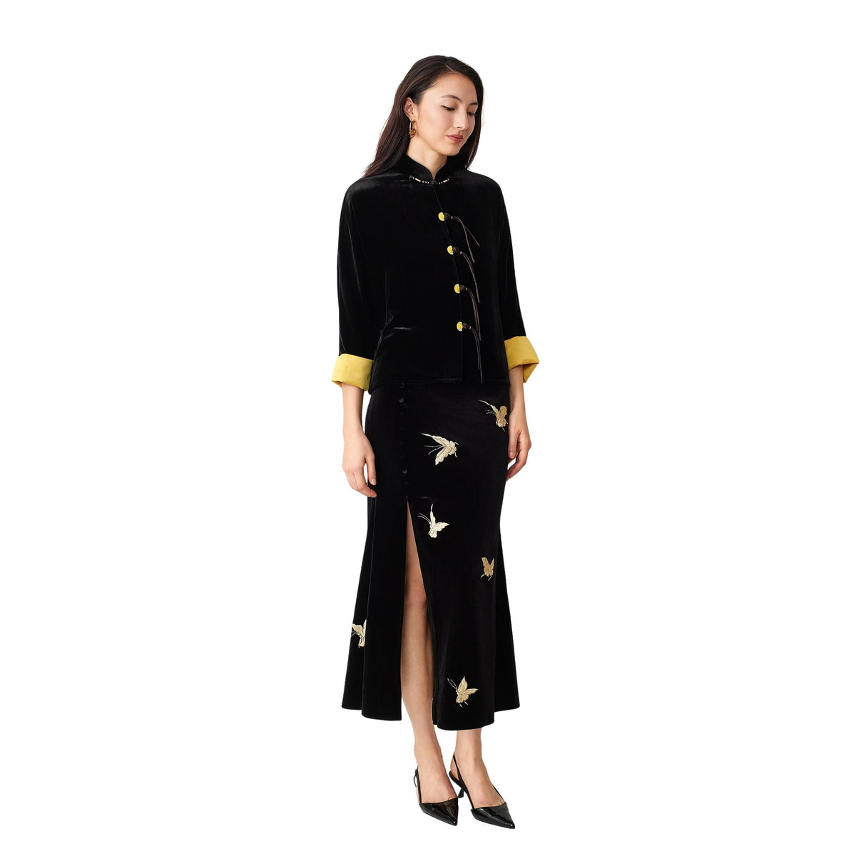 Black Golden-Butterfly Fishtail Skirt