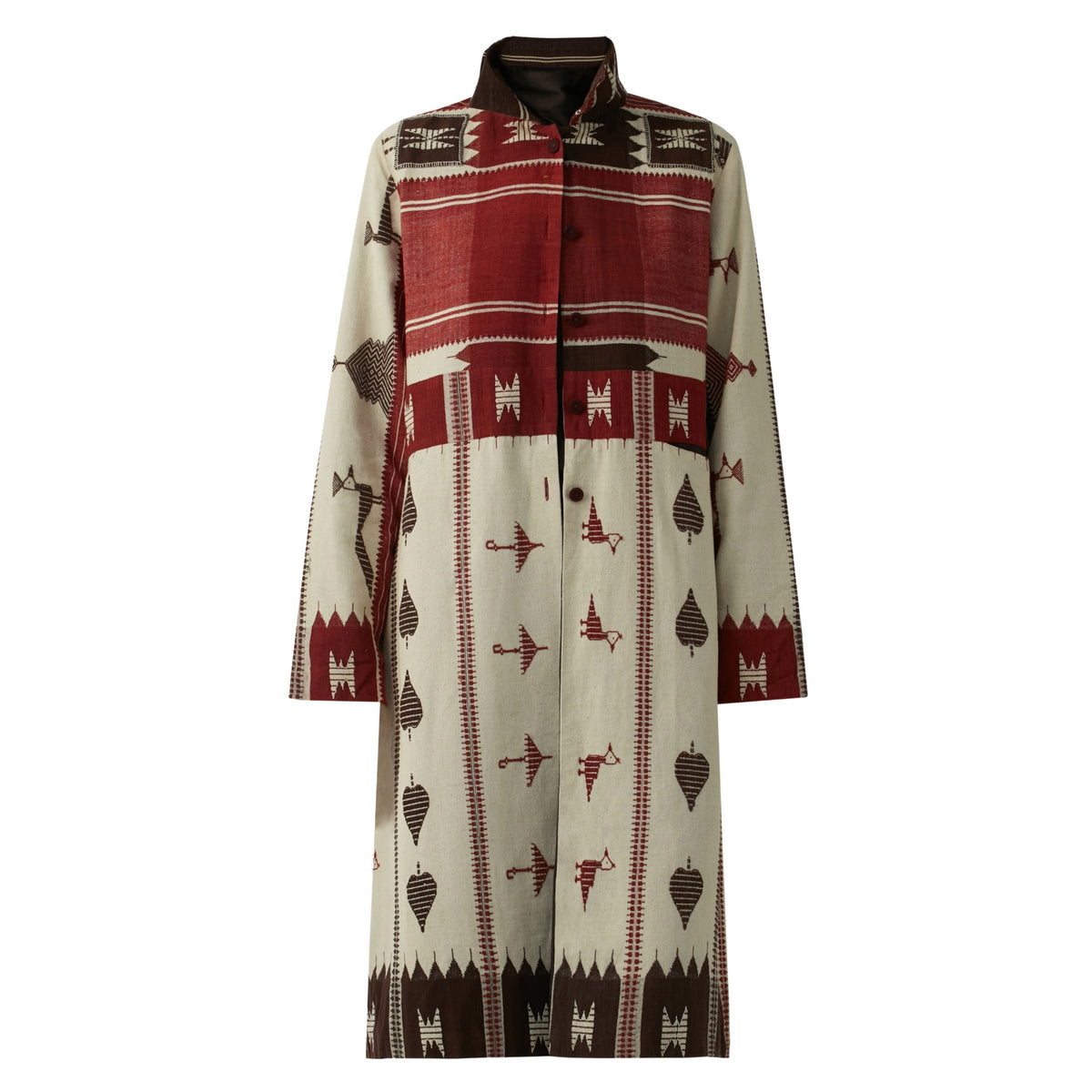 BOITO - Natural-Dyed Kotpad Handloom Jacket with Temple Motifs, buy at DOORS NYC