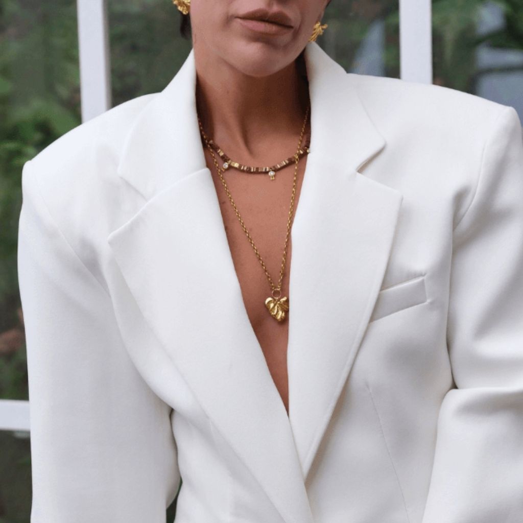 LINYA JEWELLERY - Verta Gold Hematite Collar Necklace with Crystal Charms, buy at DOORS NYC