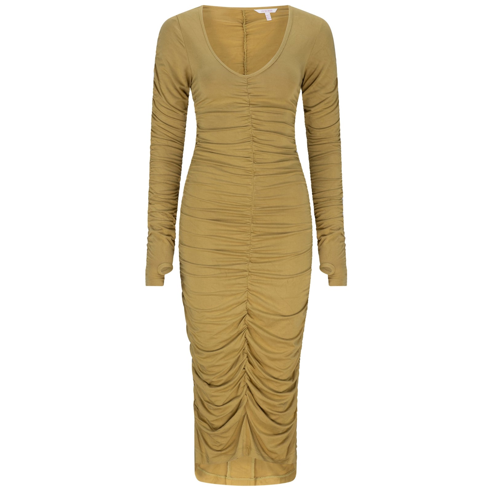 Viva Scoop Neck Ruched Dress – Sahara