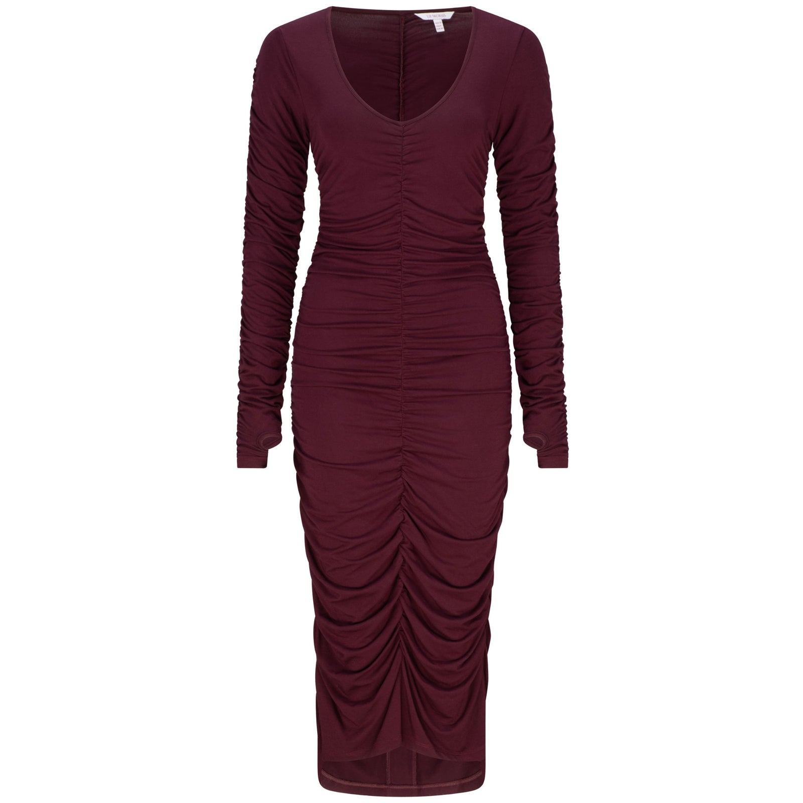 LIZ SKORSIS - Viva Scoop Neck Ruched Dress – Blackberry, PR Sample at DOORS NYC PR showroom