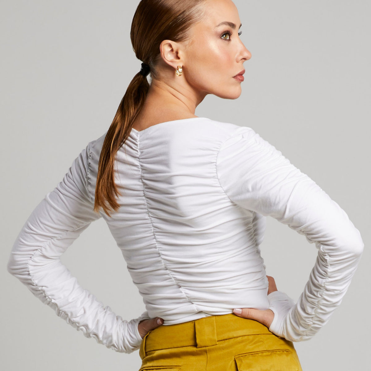 Viva Scoop Ruched Top – Vanilla