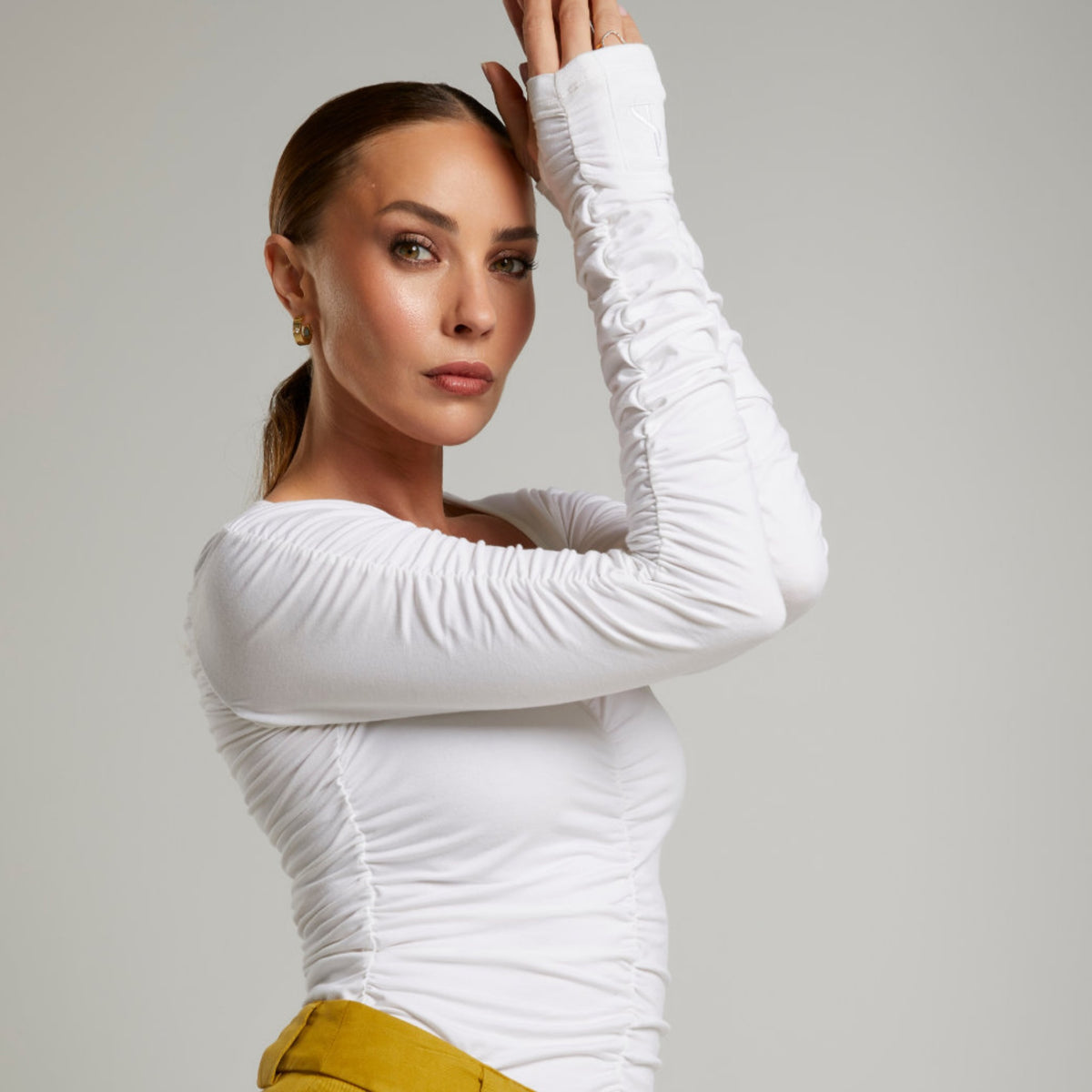 Viva Scoop Ruched Top – Vanilla