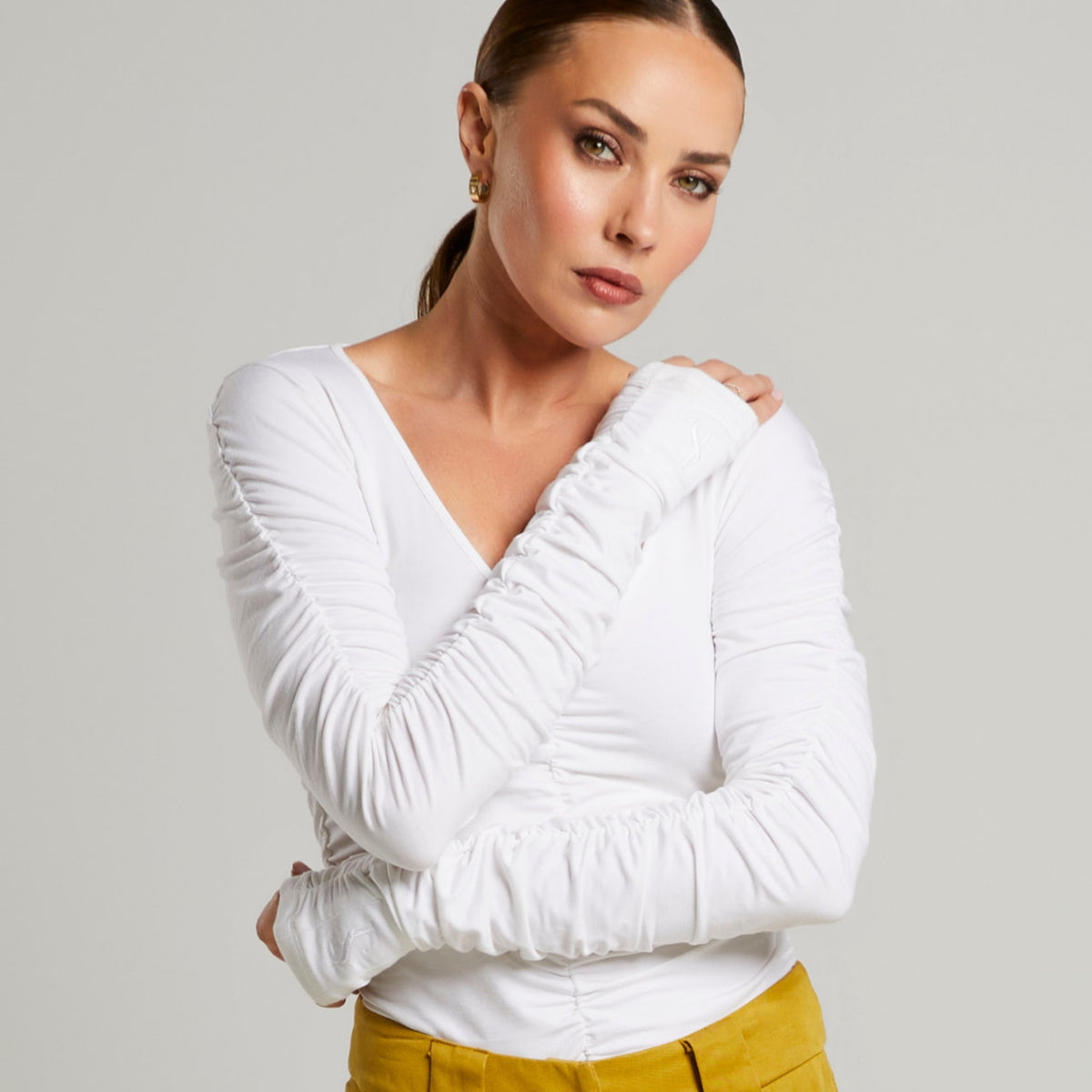 Viva Scoop Ruched Top – Vanilla