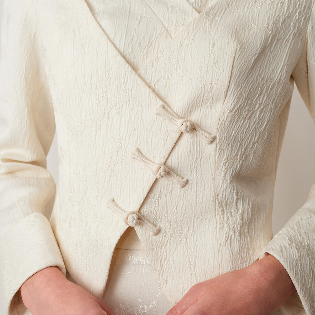 White Asymmetrical Cropped Blazer
