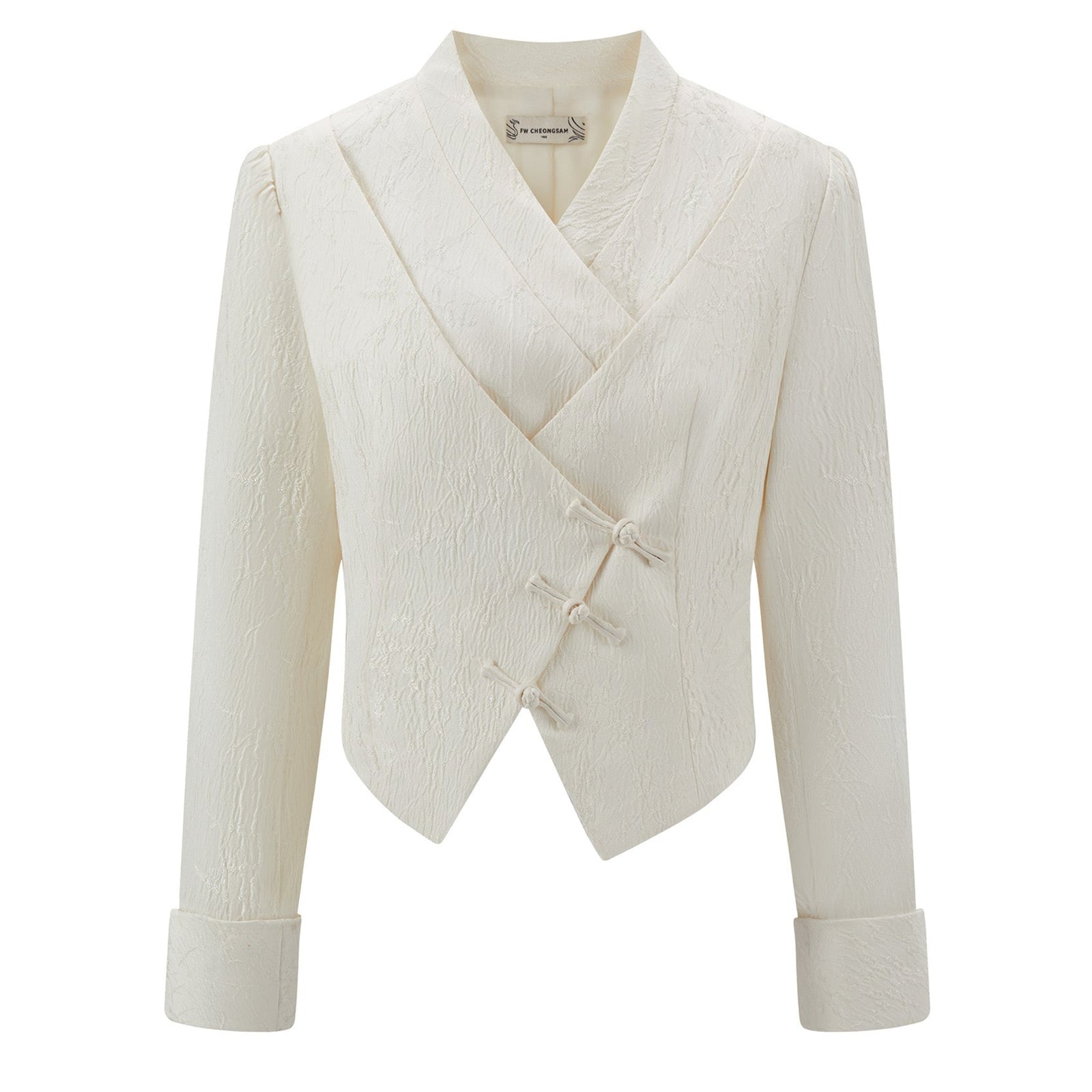 White Asymmetrical Cropped Blazer