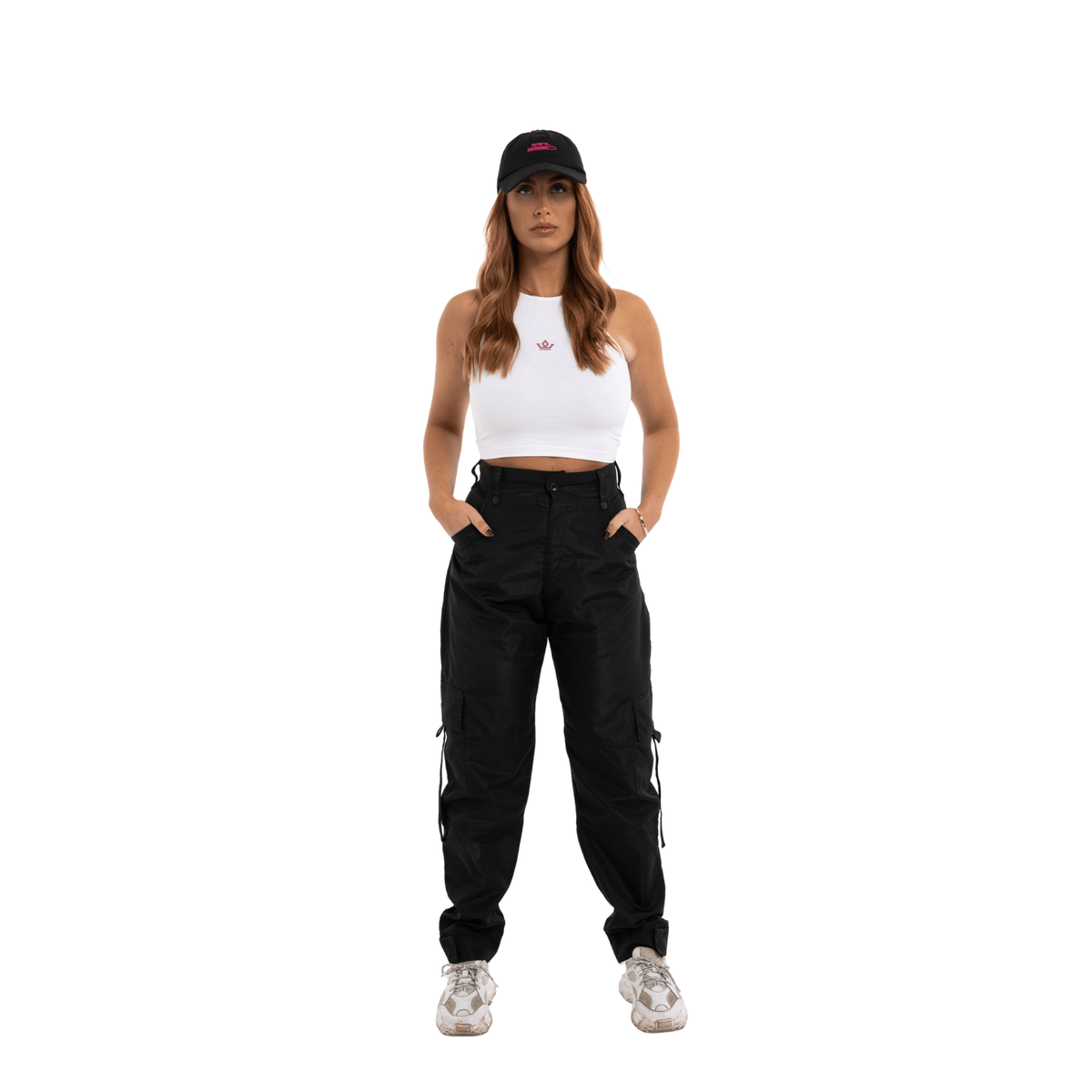 Styled flat lay emphasizing cropped silhouette