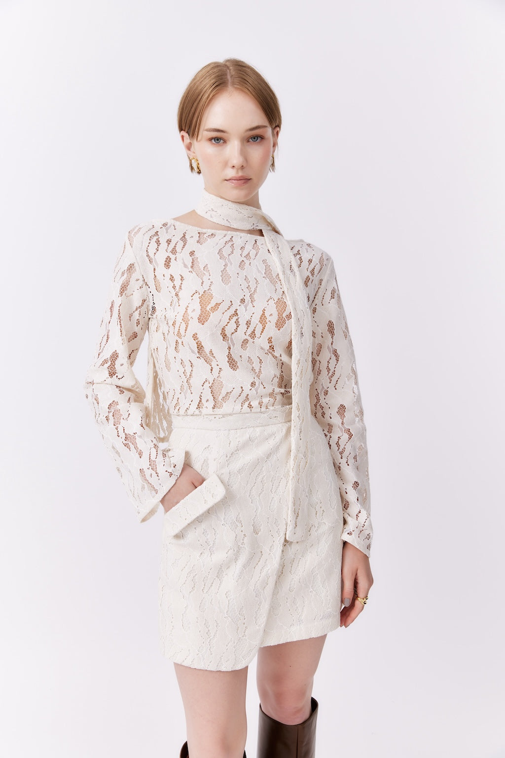 MNK ATELIER - Lace Skirt | White, buy at DOORS NYC