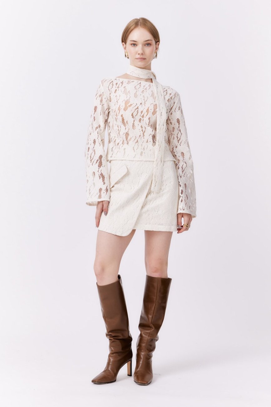 MNK ATELIER - Lace Top White PR Sample at DOORS NYC PR showroom