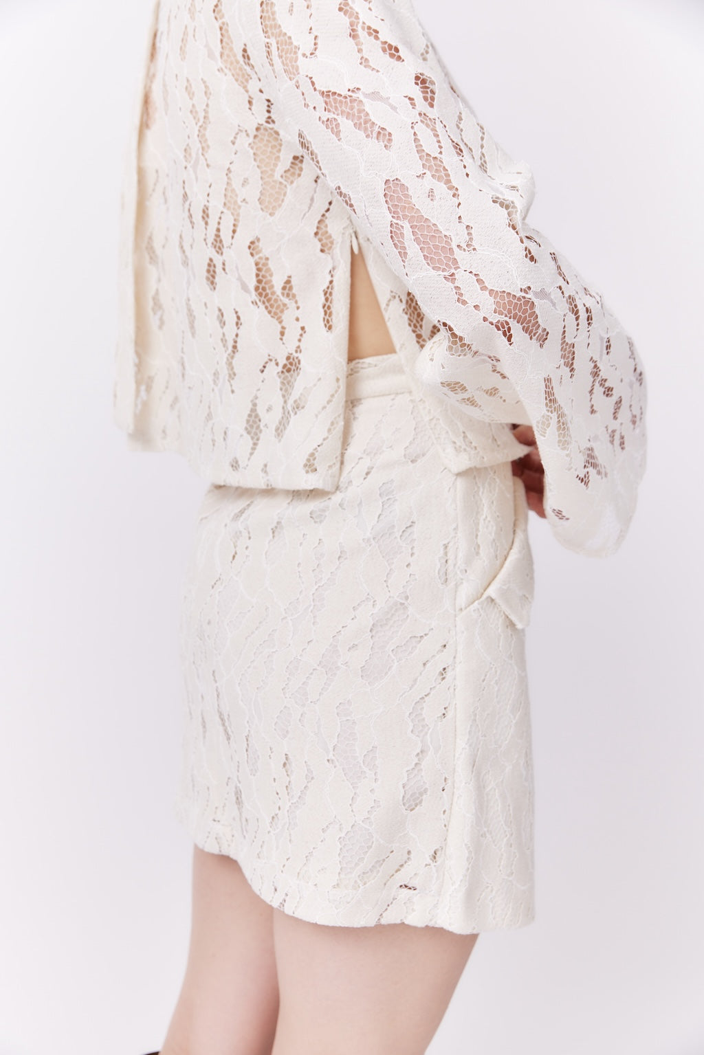 MNK ATELIER - Lace Top White PR Sample at DOORS NYC PR showroom