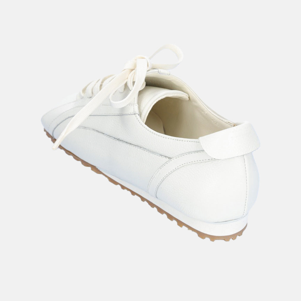 THEN - White Leather Minimalist Lace-Up Sneakers, buy at DOORS NYC
