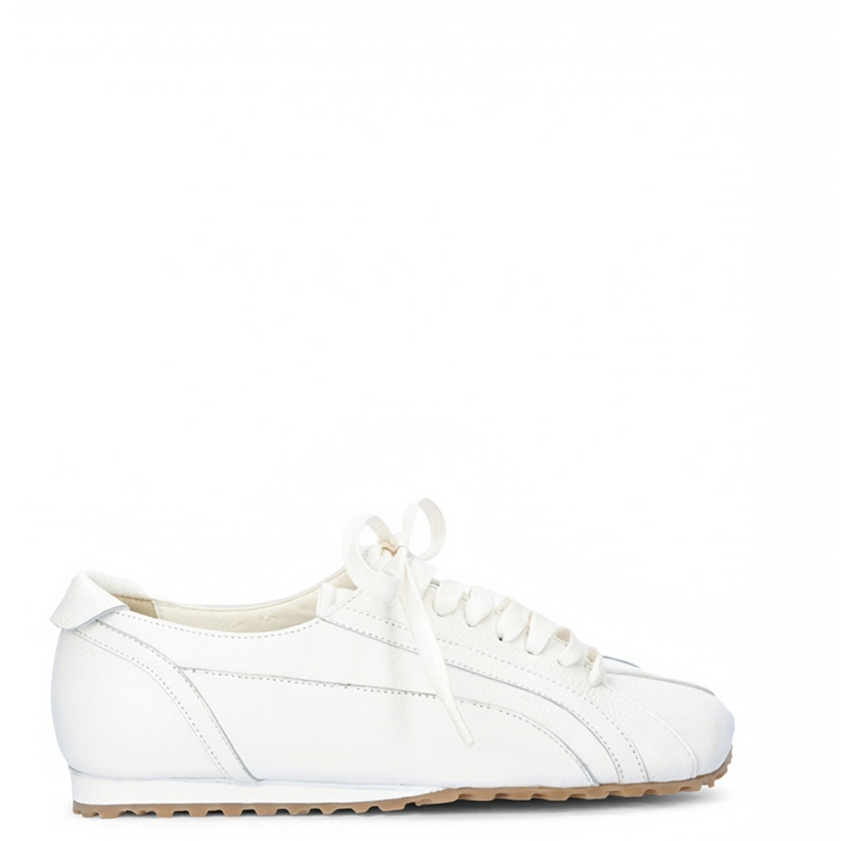 White Leather Minimalist Lace-Up Sneakers