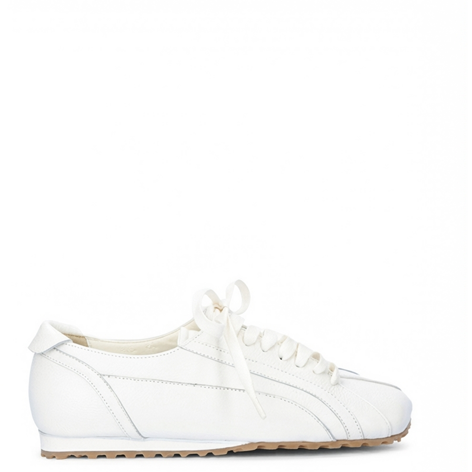 White Leather Minimalist Lace-Up Sneakers