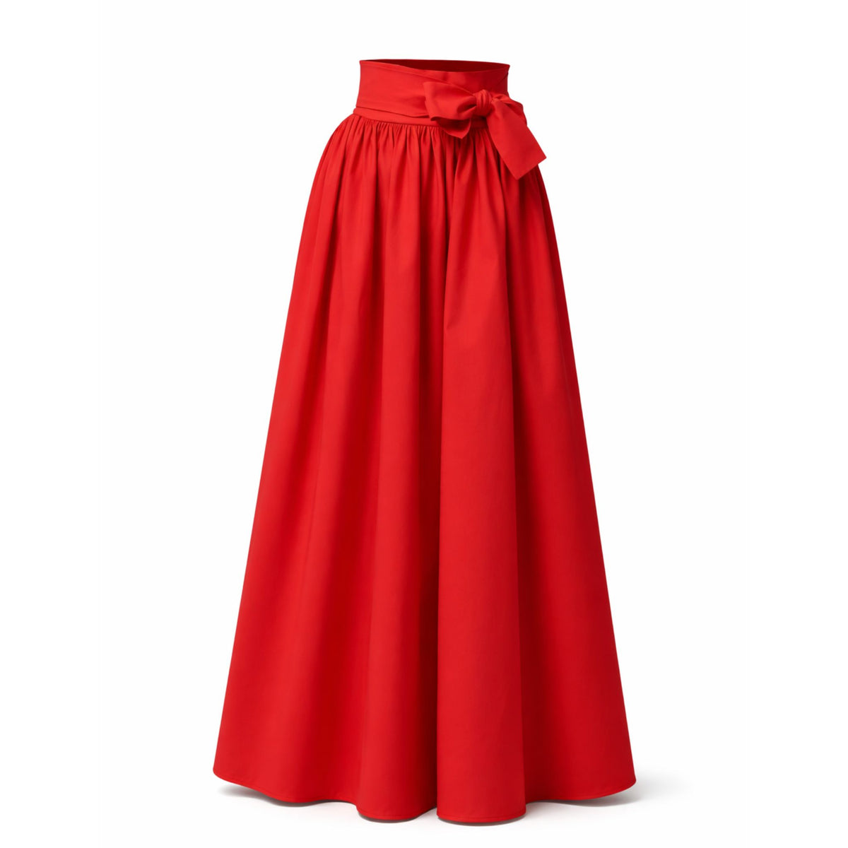 Wisteria Red Cotton Maxi Skirt