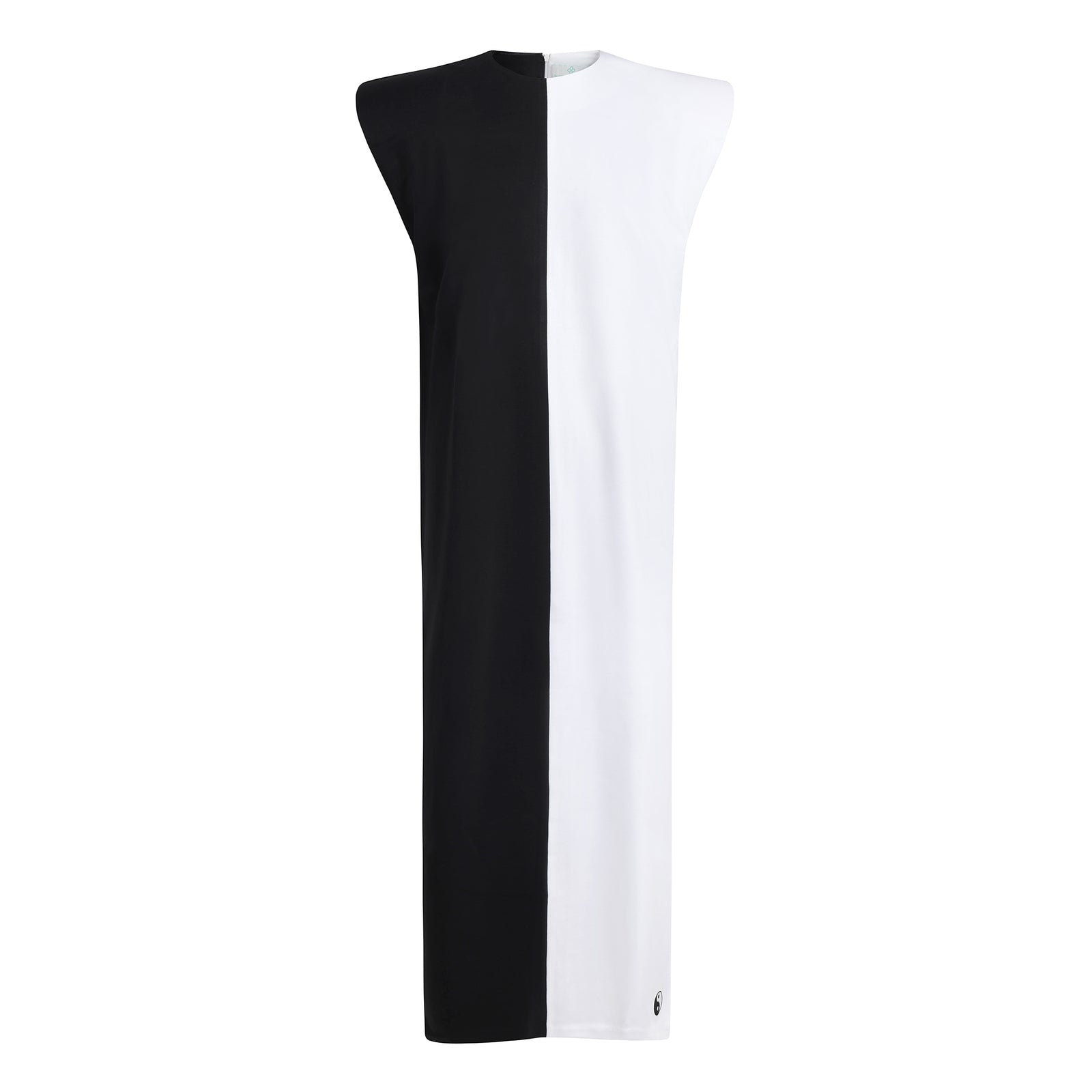 DIVINE HARMONIE - Yin & Yang Sleeveless Two-Tone Dress, buy at DOORS NYC