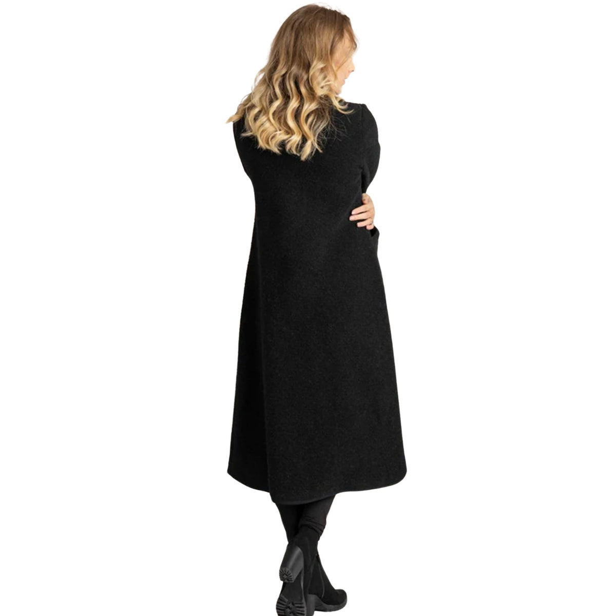 Zinnia Black Boiled Wool Cardigan