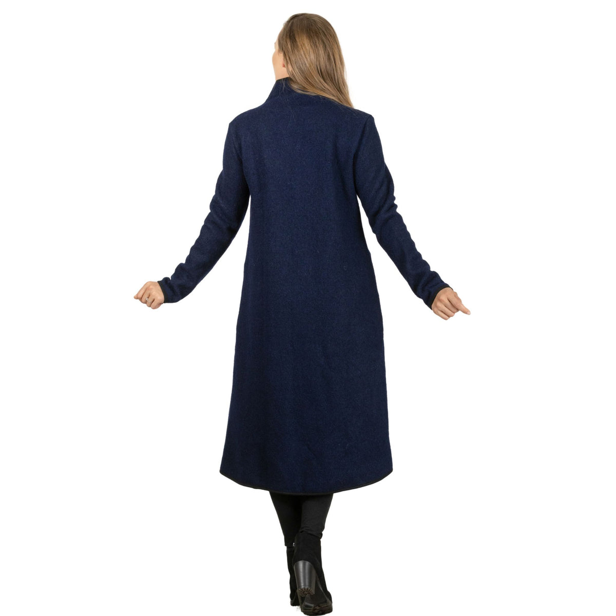 Zinnia Dark Blue Boiled Wool Cardigan