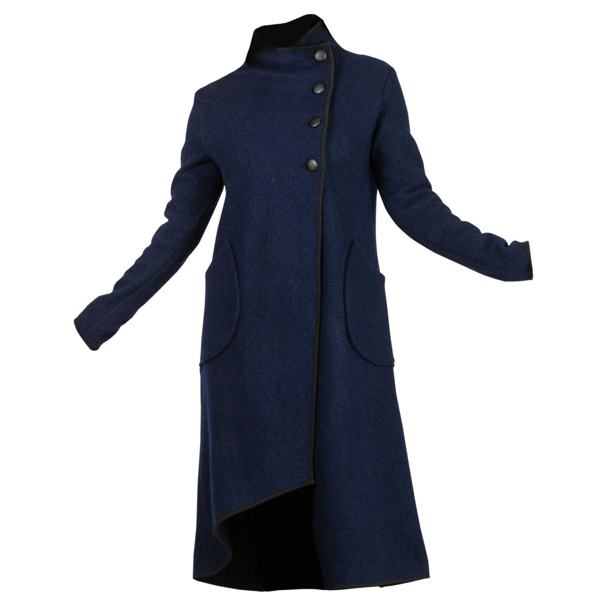 Zinnia Dark Blue Boiled Wool Cardigan