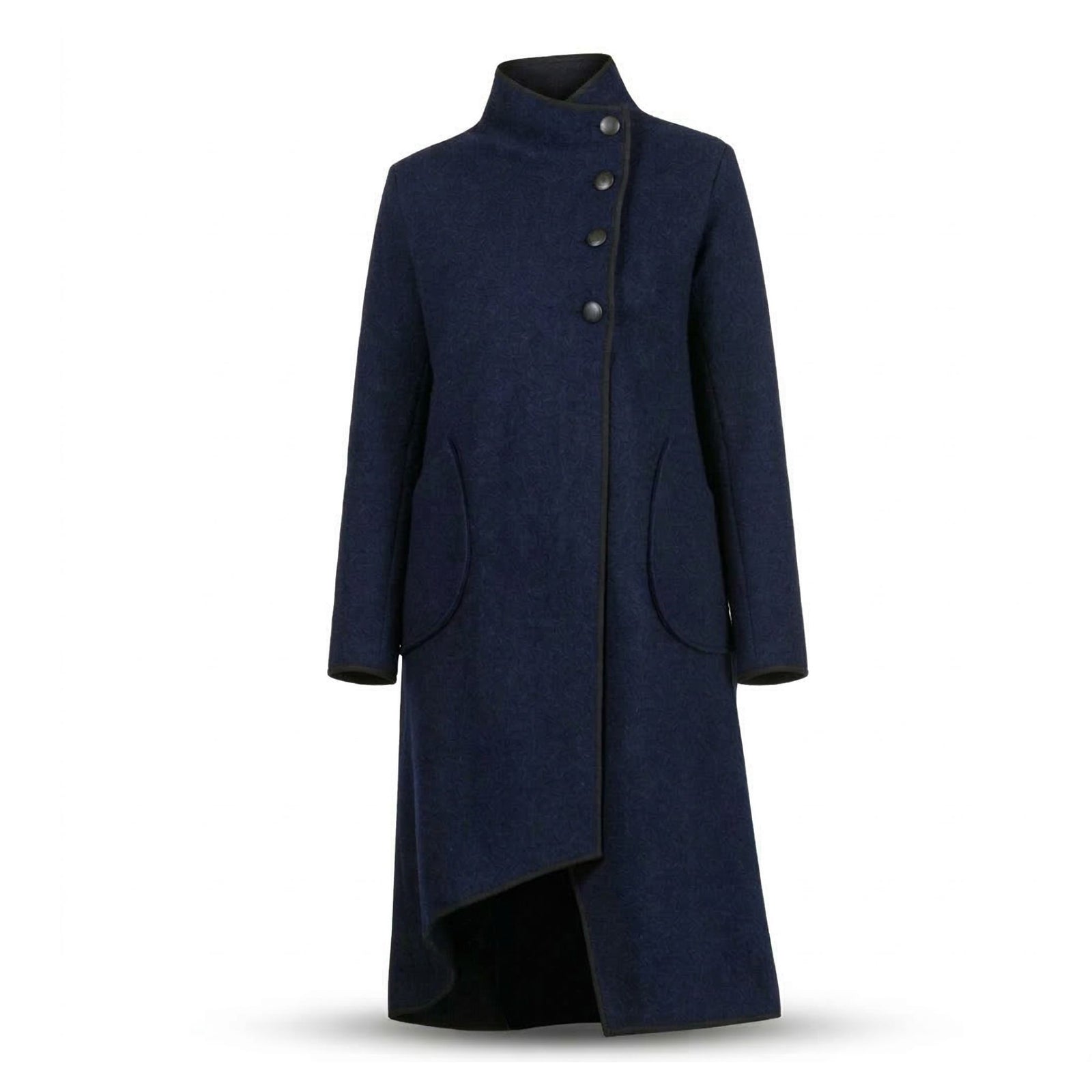 Zinnia Dark Blue Boiled Wool Cardigan