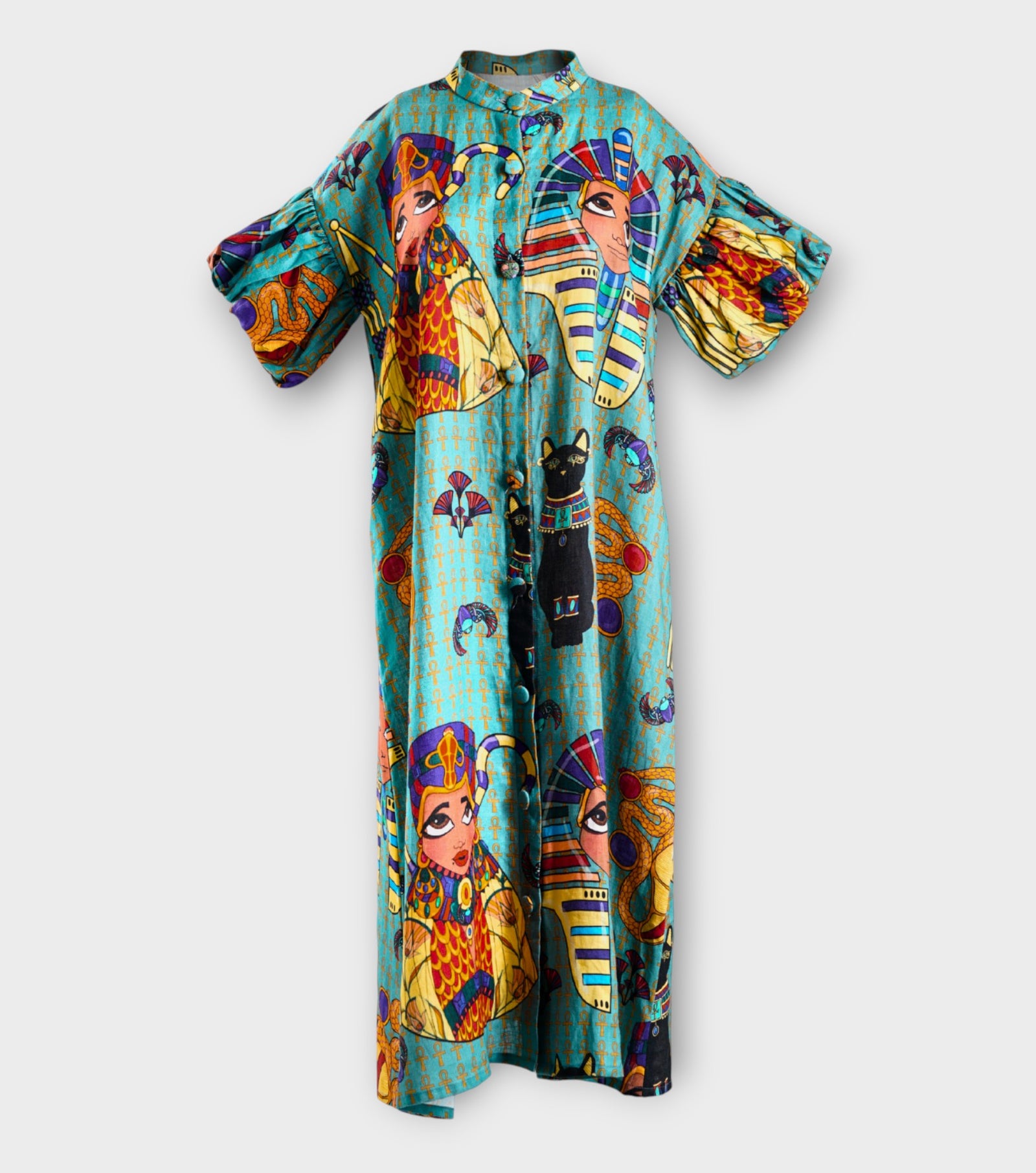 Puff Sleeve Midi Dress with Waist Tie | PR Sample