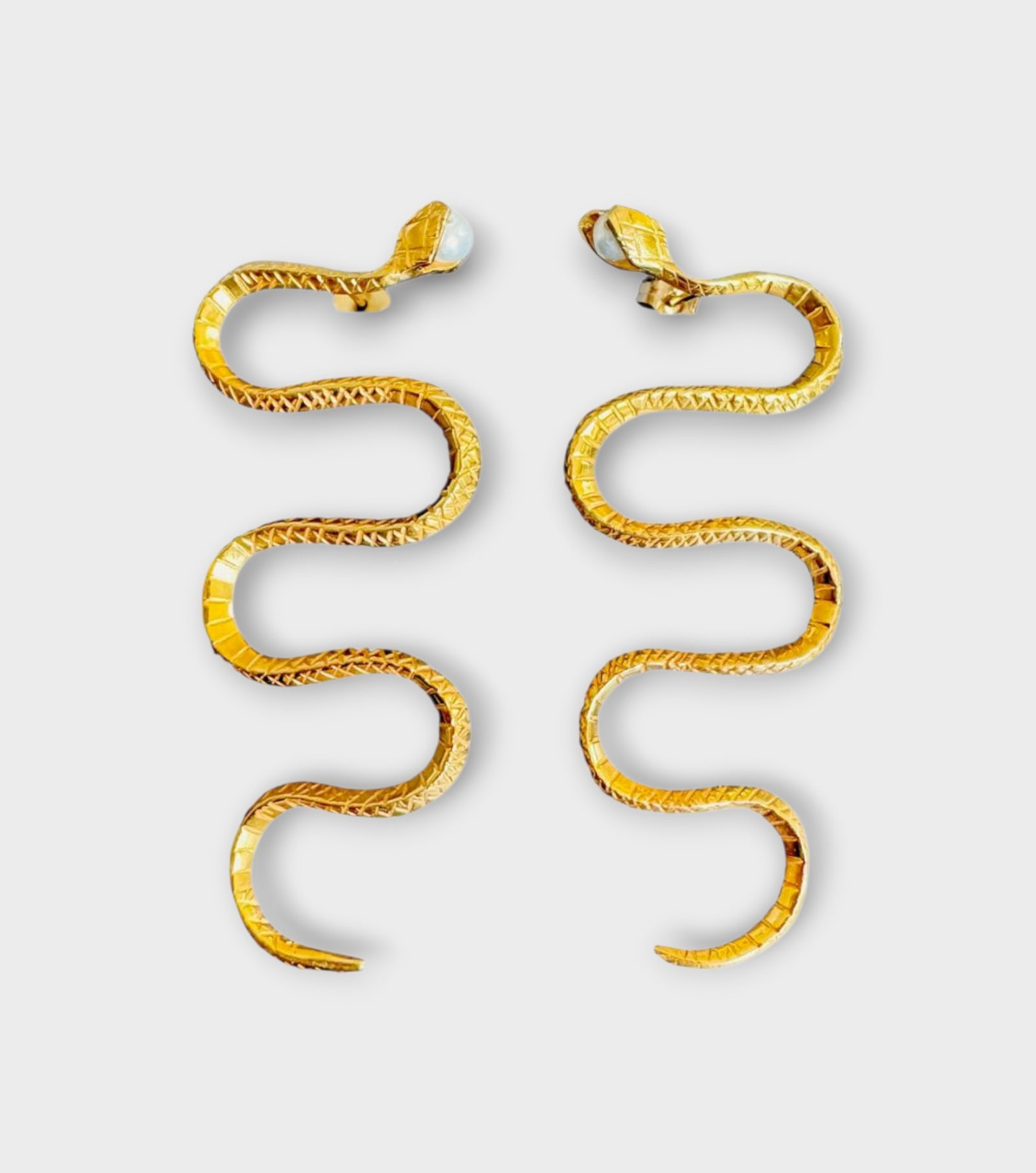 Inca Snake Earrings | Brass Gold