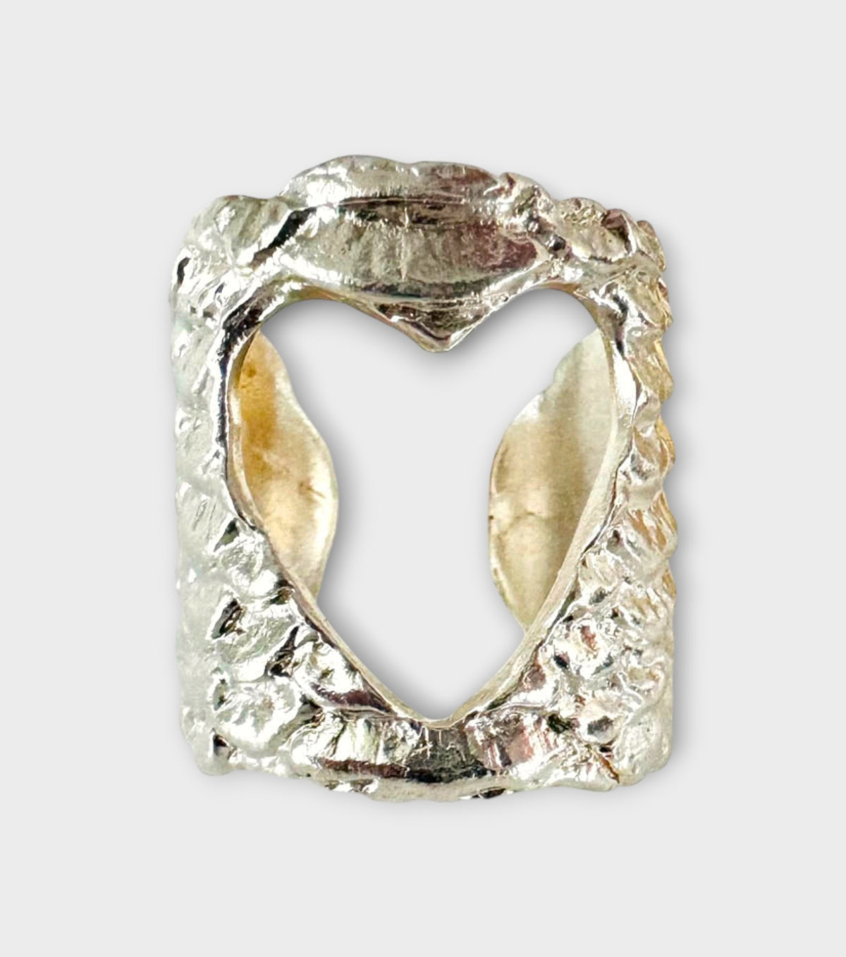 Open Heart Snake Skin Cuff Ring | Sterling Silver