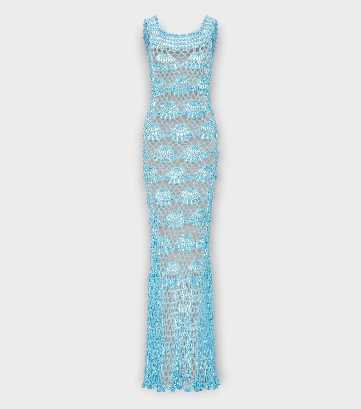 Aqua Shell Handmade Maxi Crochet Dress
