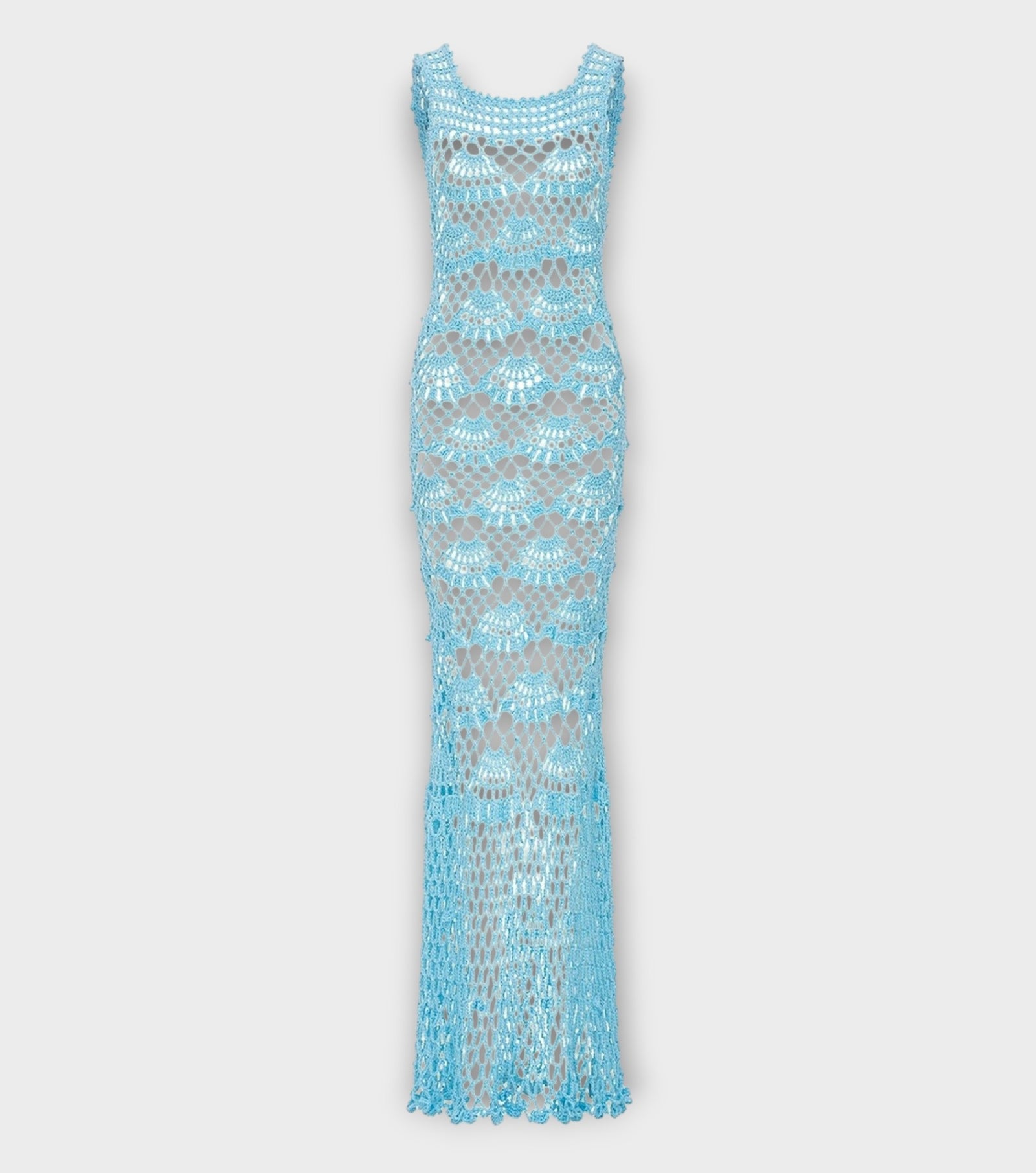 Aqua Shell Handmade Maxi Crochet Dress