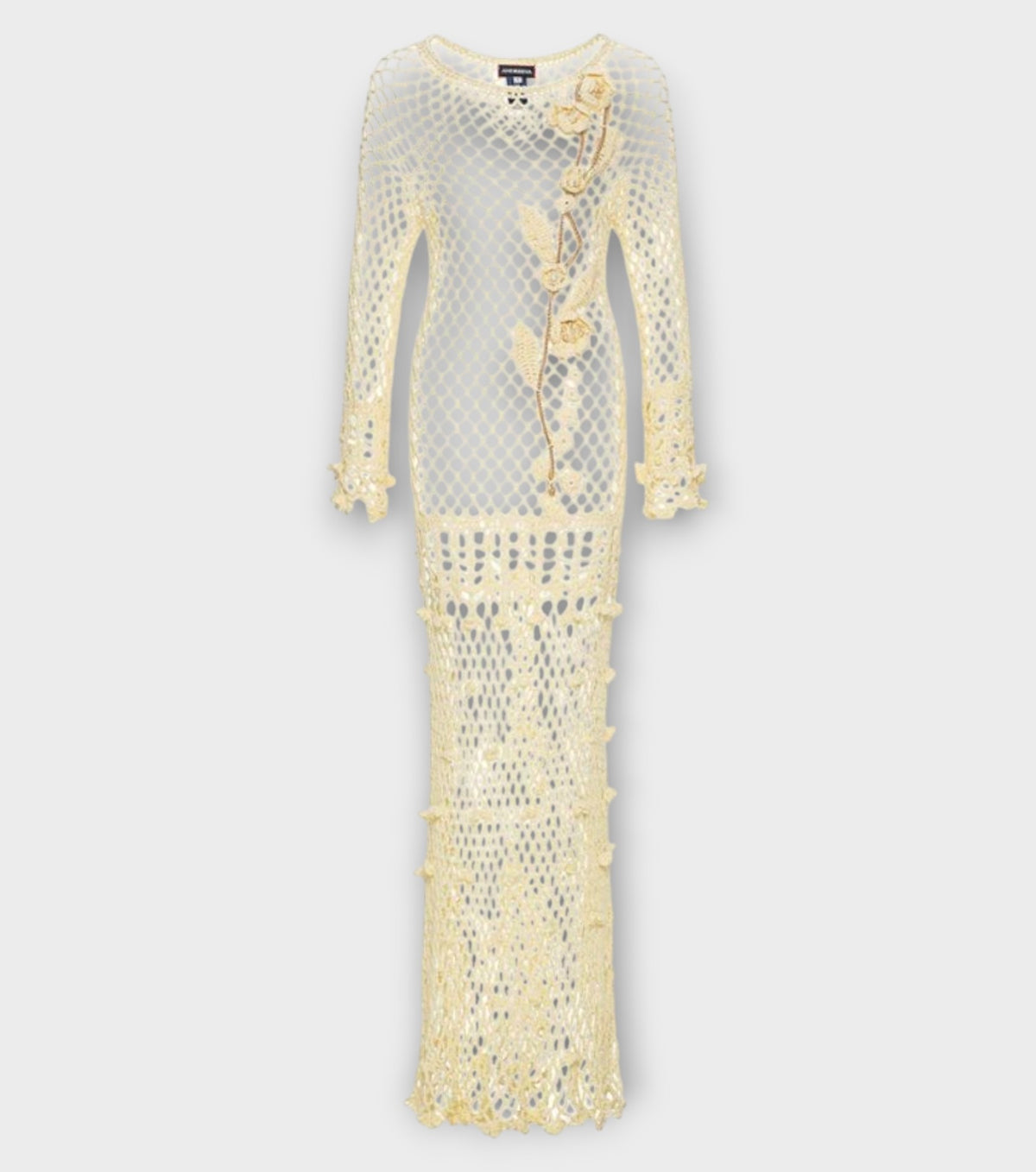 Long Sleeve Butter Yellow Vanilla Handmade Crochet Dress