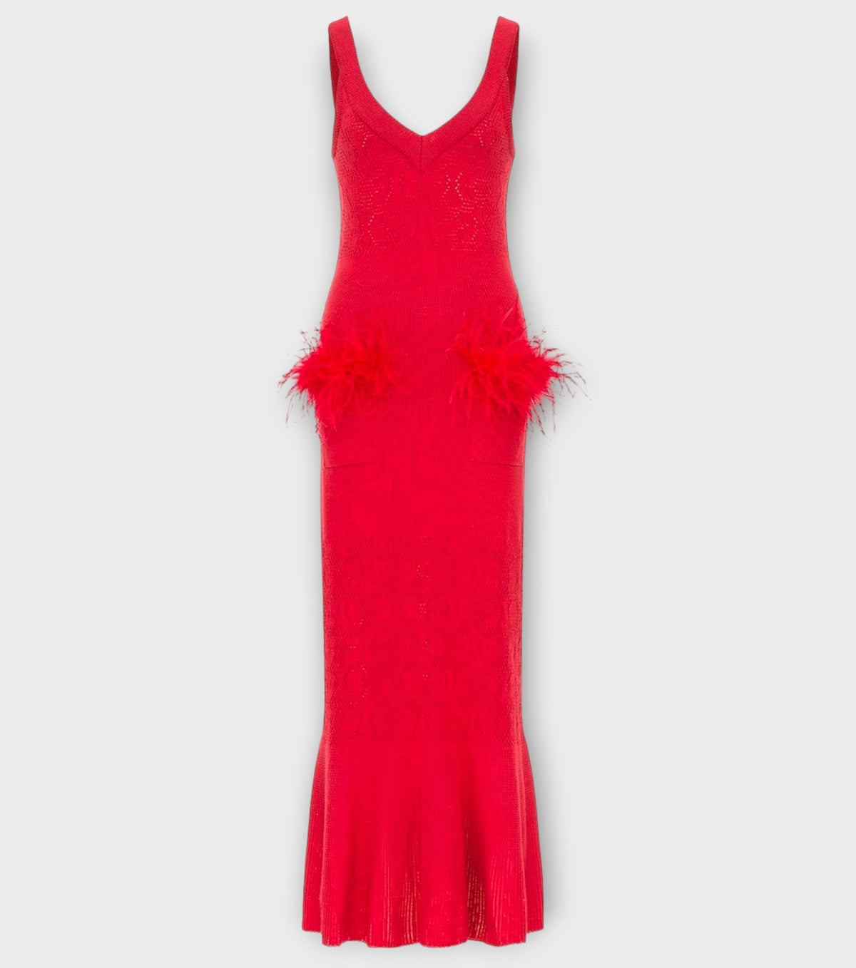 Cherry Knit Dress With Feather Details