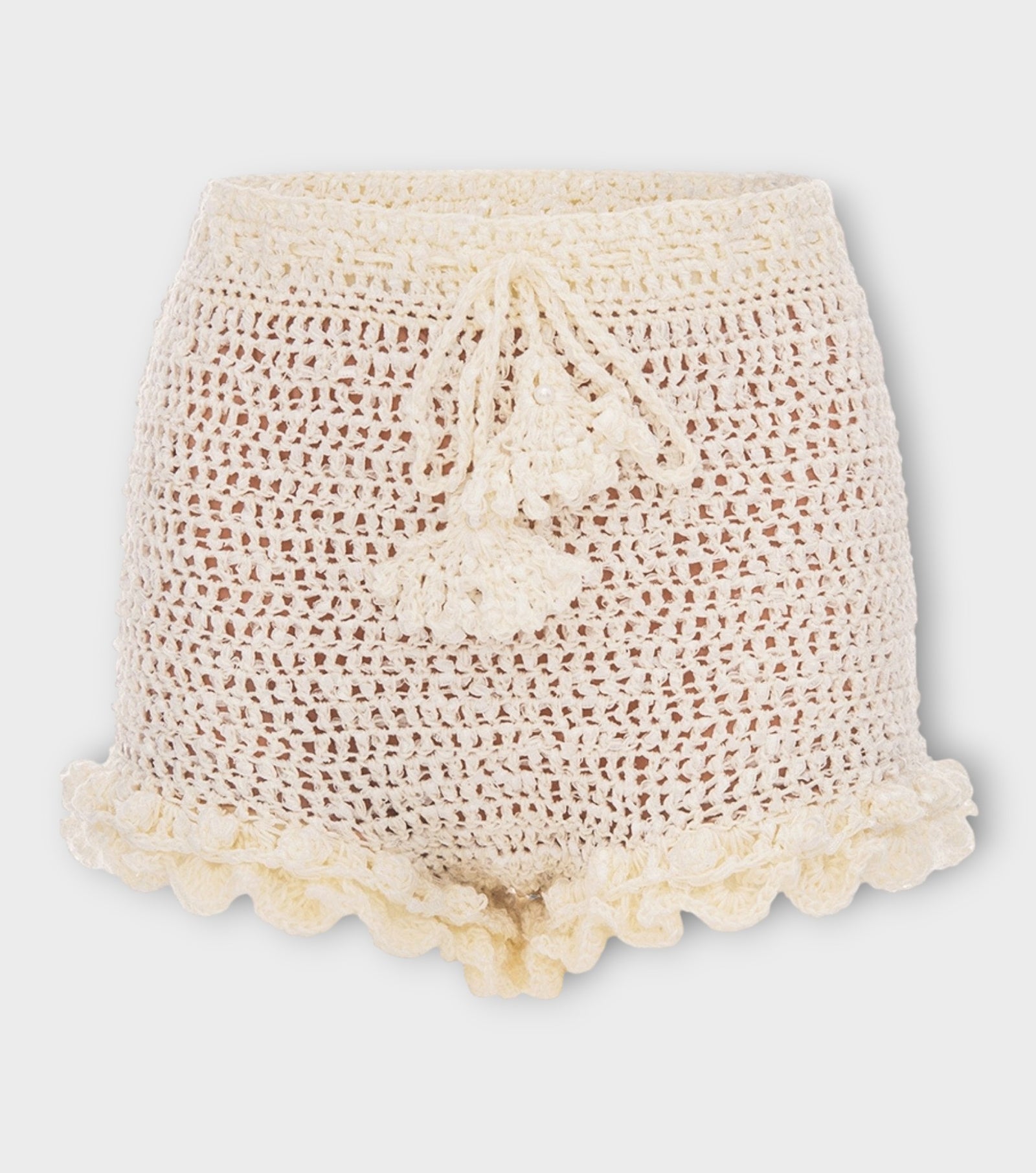 Chrysanthemum Handmade Crochet Shorts | White